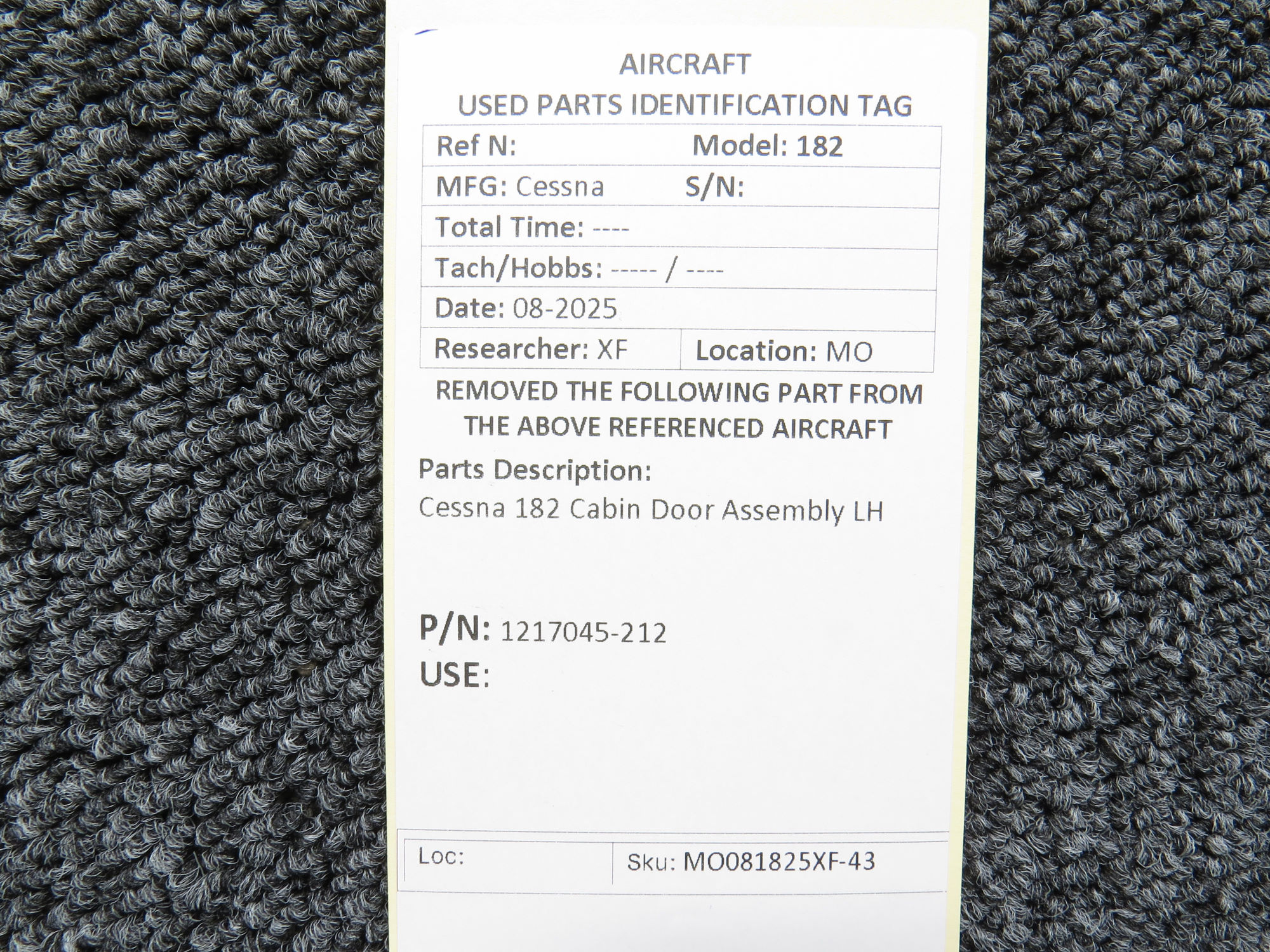 1217045-212 Cessna 182 Cabin Door Assembly LH For Sale