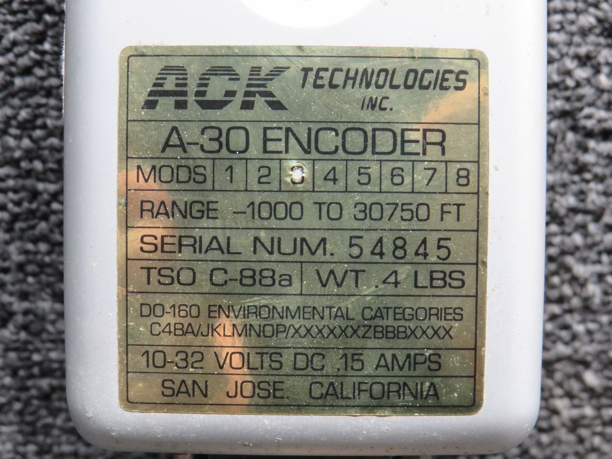 ACK Technologies A-30 Encoder with Connector and Modification
