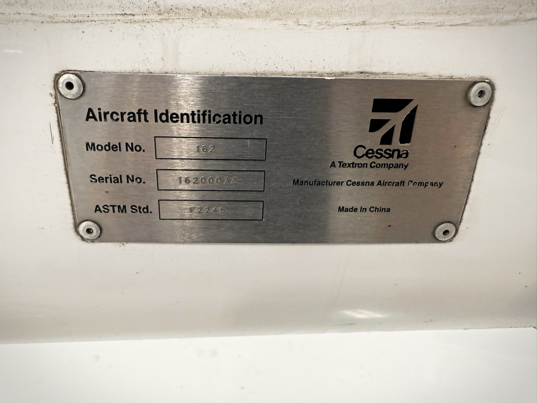 Cessna 162 Fuselage with Bill of Sale, Data Tag, & Log Books