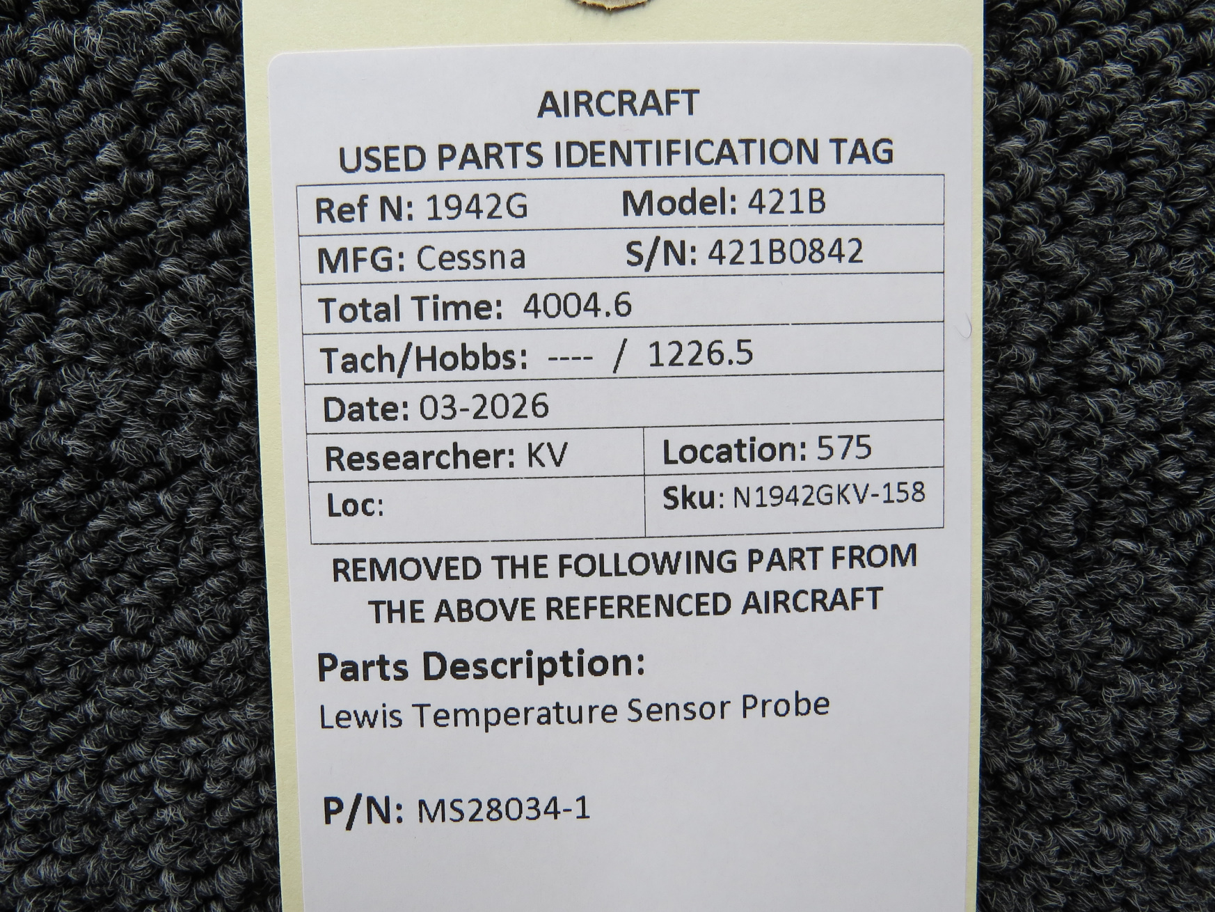 MS28034-1 Lewis Temperature Sensor Probe For Sale