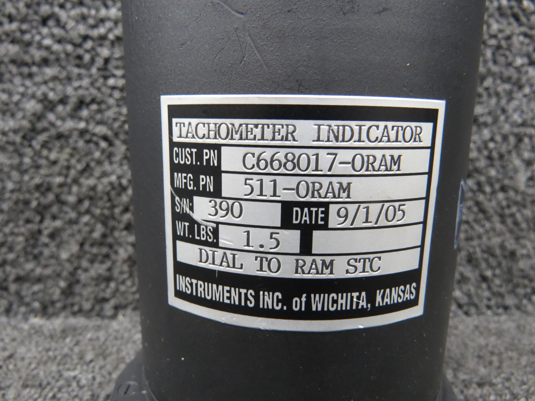 511-ORAM (Alt PN: C668017-ORAM) Instruments Inc. Tachometer Indicator