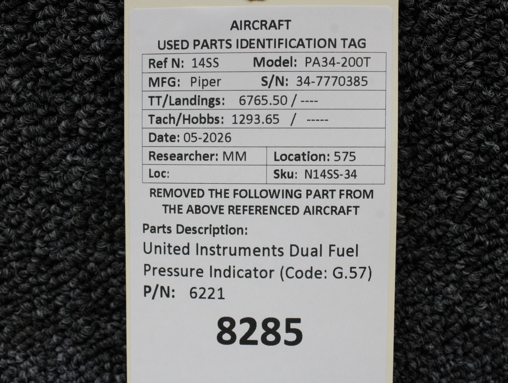 Uページ 6221 United Instruments Dual Fuel Pressure Indicator (Code: G.57