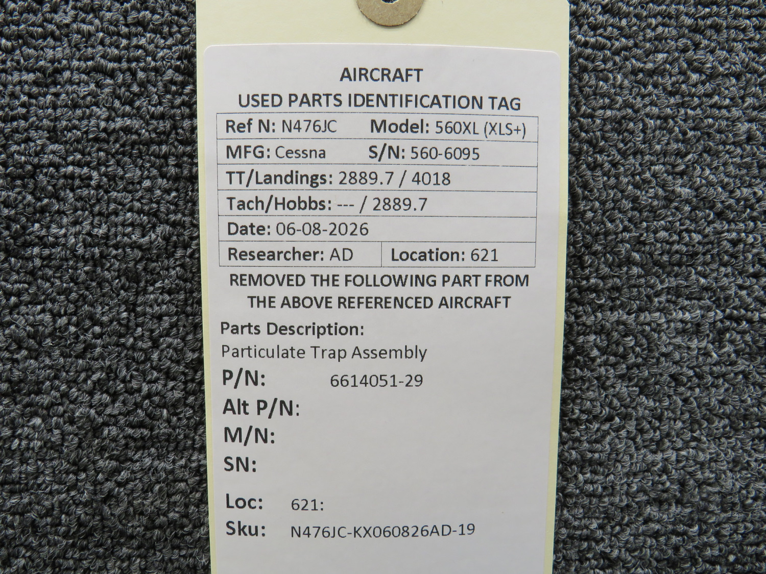 6614051-29 Cessna 560XL Citation XLS+ Particulate Trap Assy