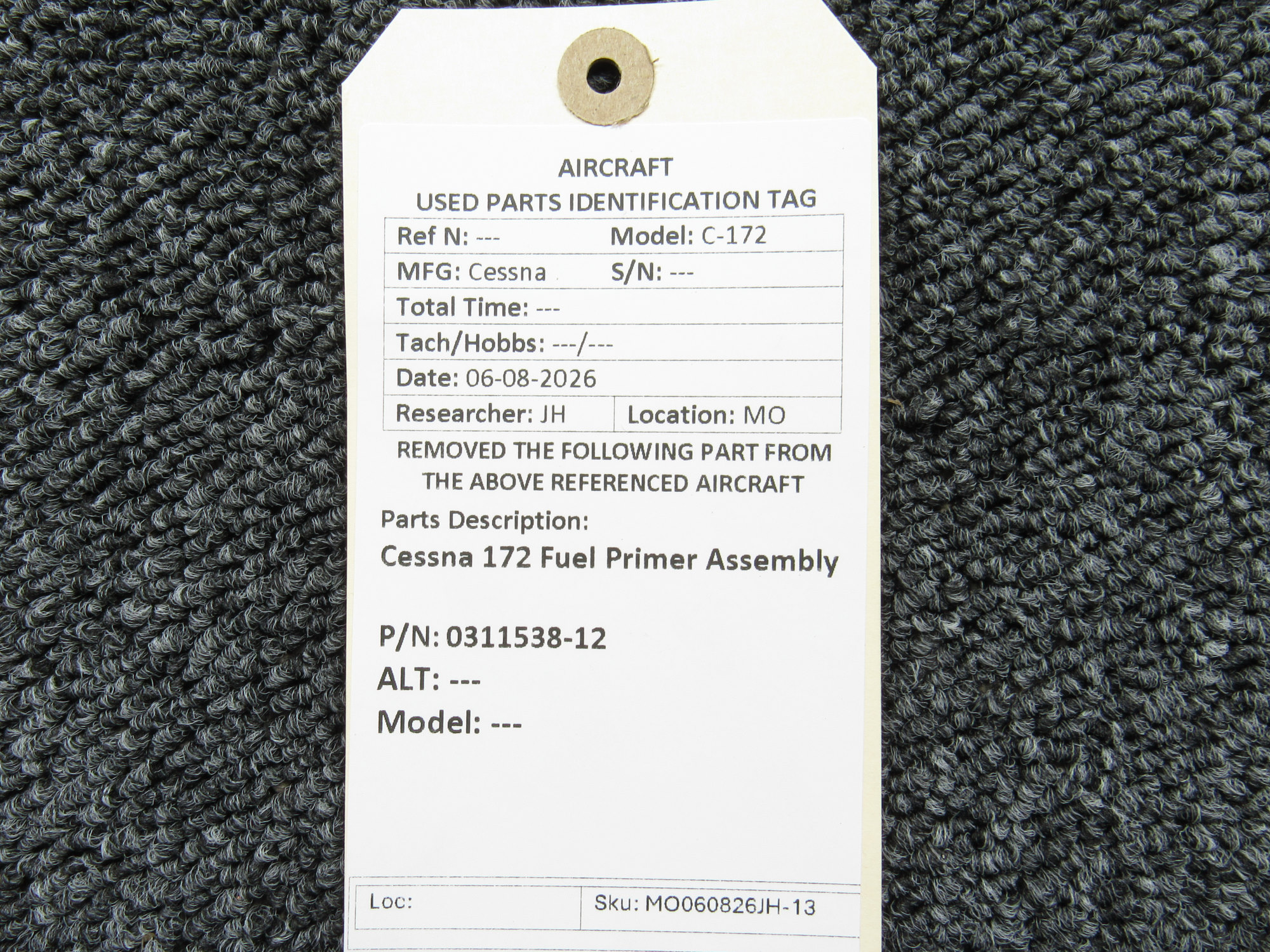0311538-12 Cessna 172 Fuel Primer For Sale