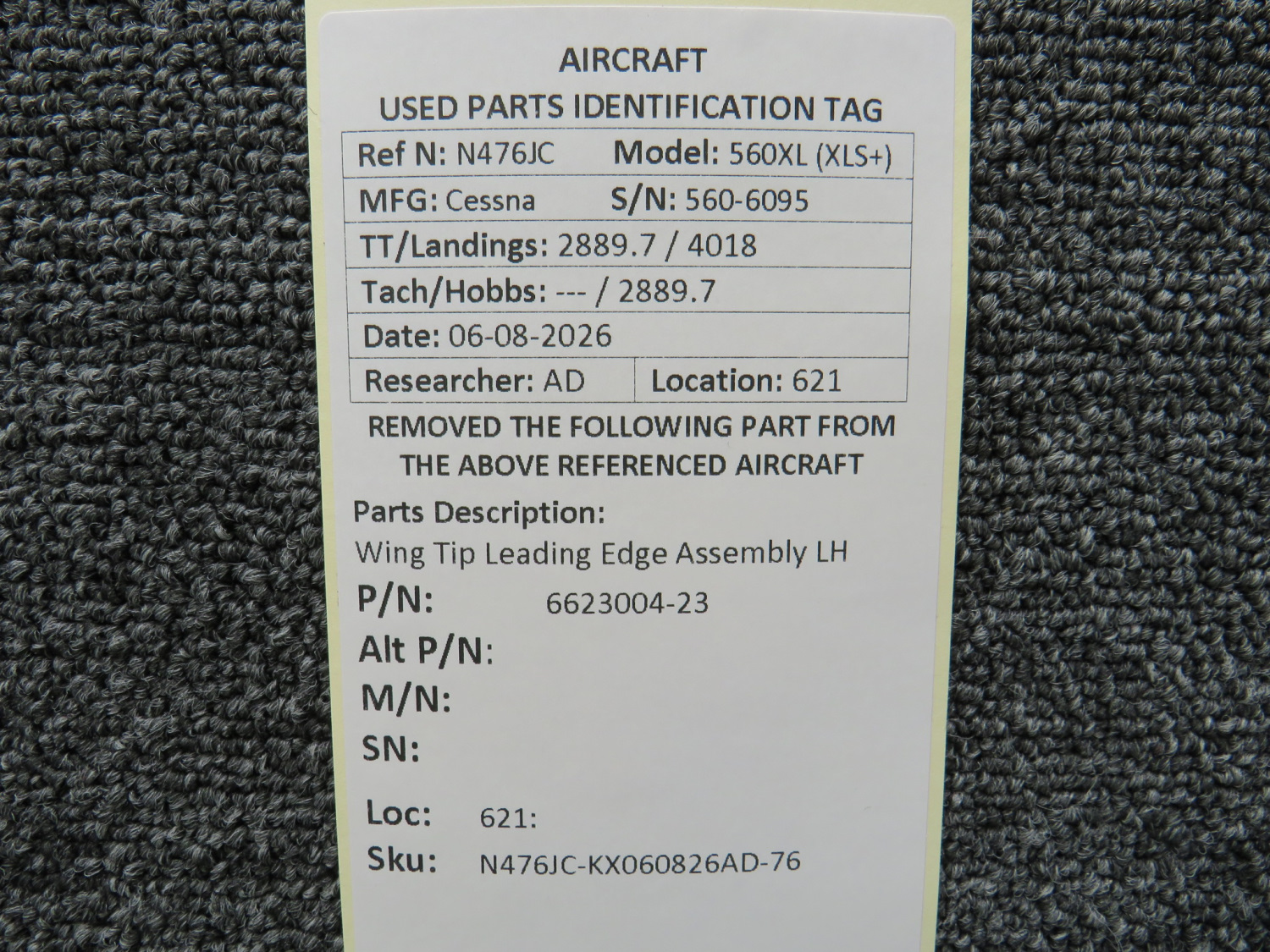 6623004-23 Cessna 560XL Citation XLS+ Wing Tip Leading Edge Assy LH
