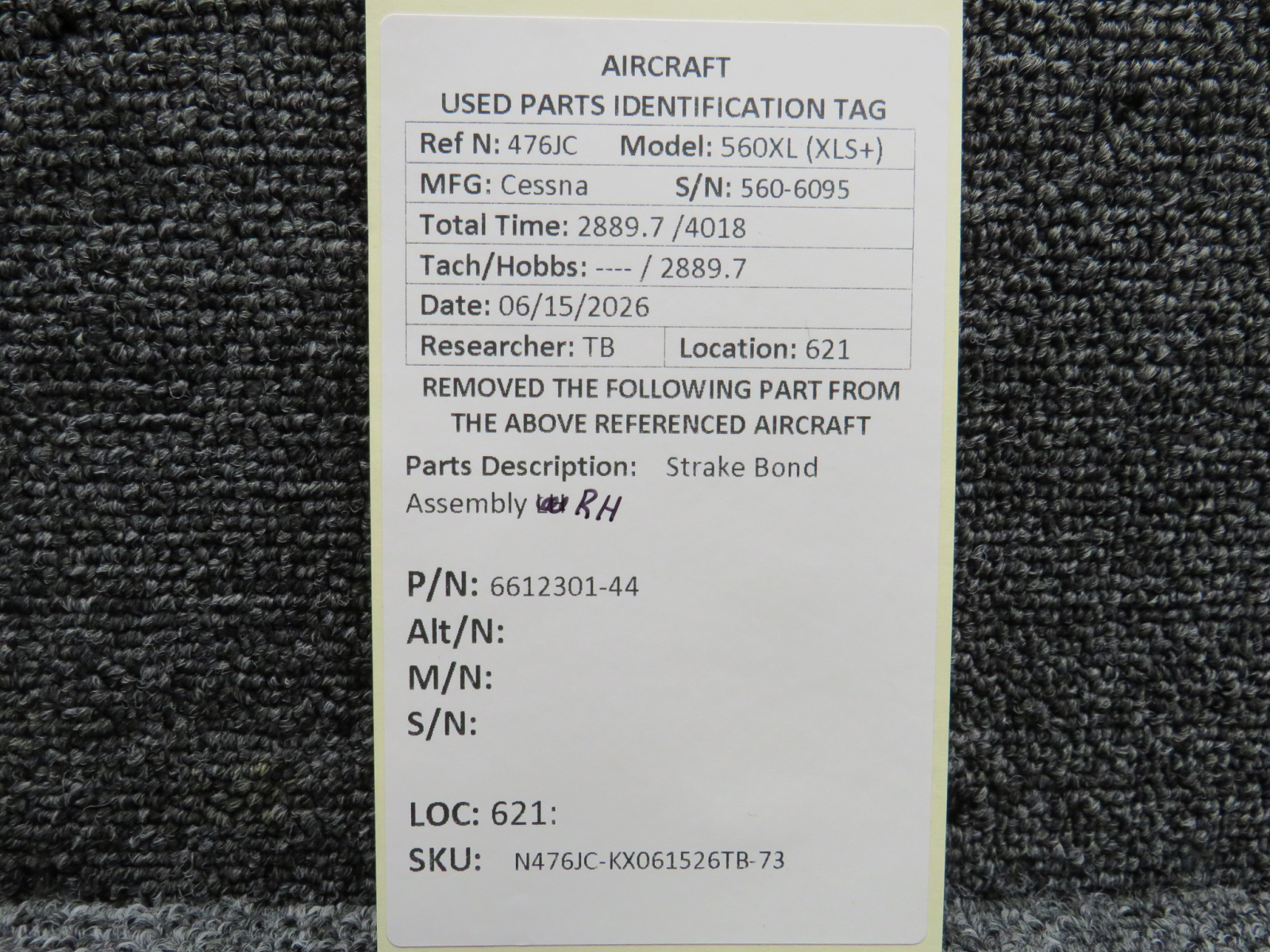 6612301-44 Cessna 560XL Citation XLS+ Strake Bond Assy RH