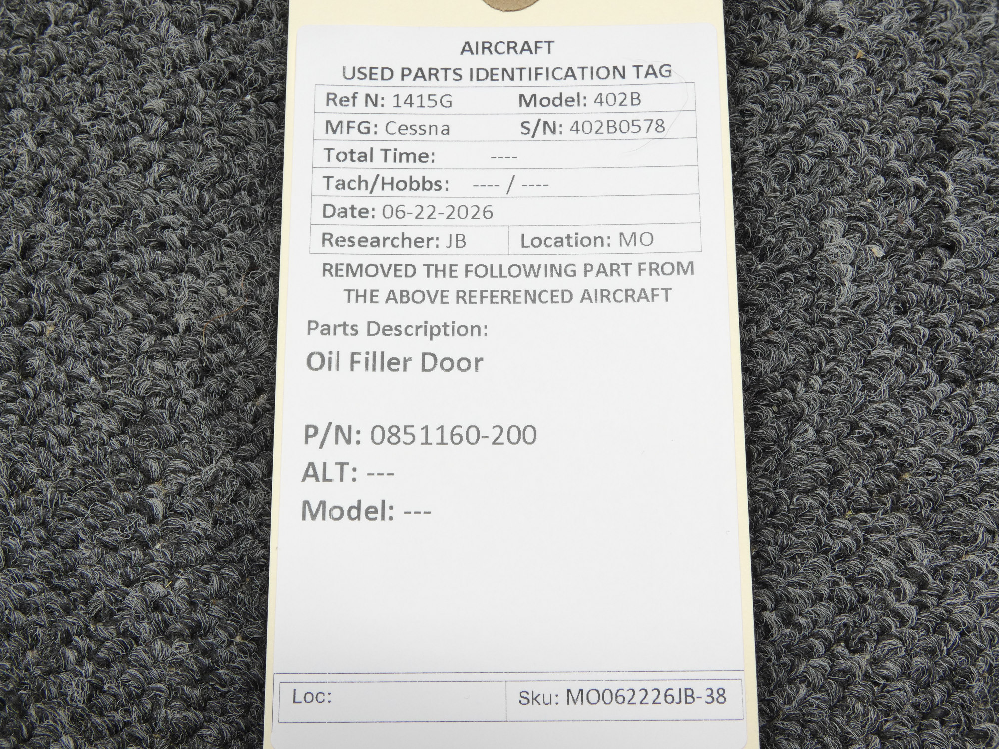 0851160-200 Cessna 402B Oil Filler Door For Sale