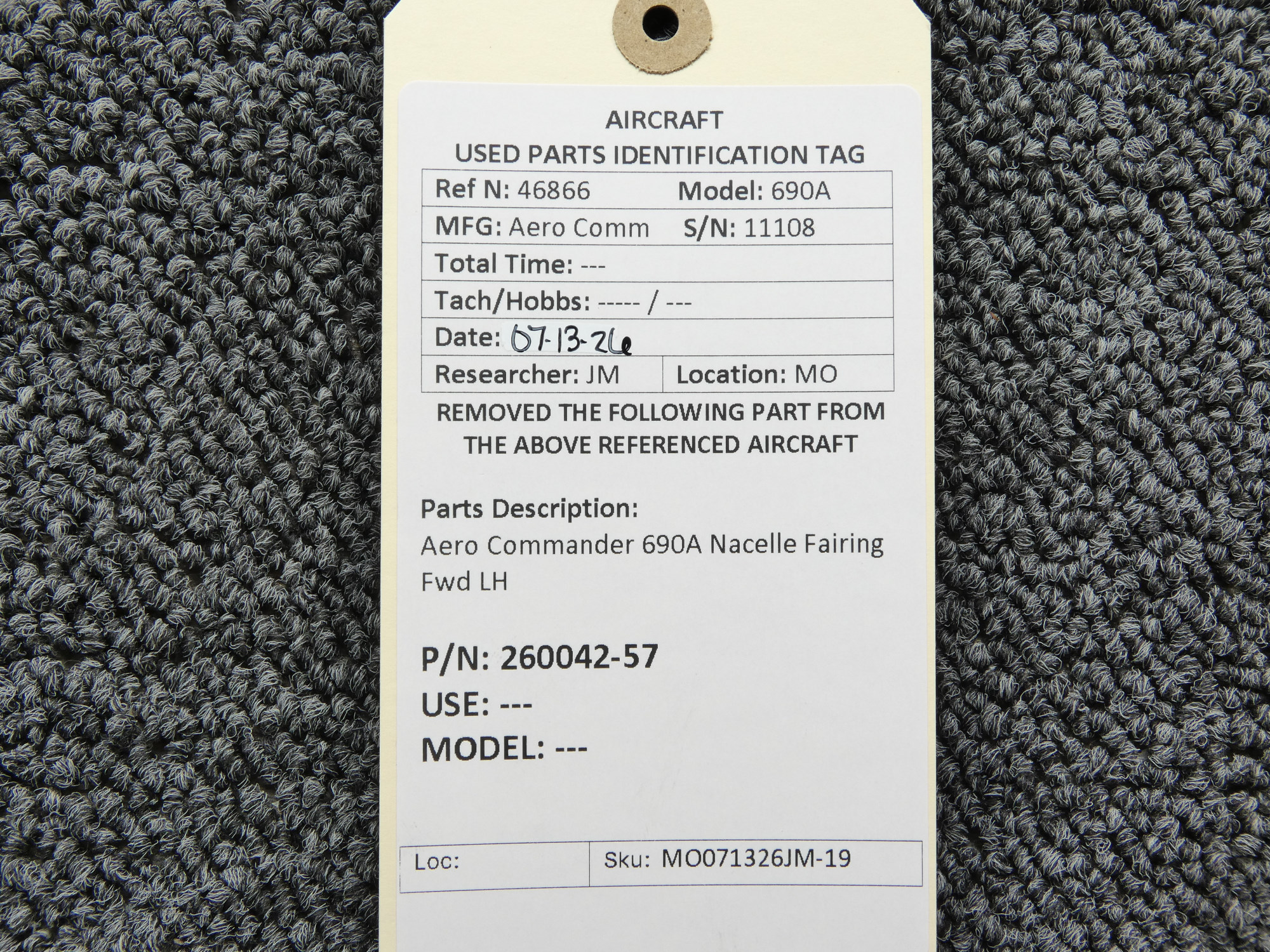 260042-57 Aero Commander 690A Nacelle Fairing Fwd LH For Sale
