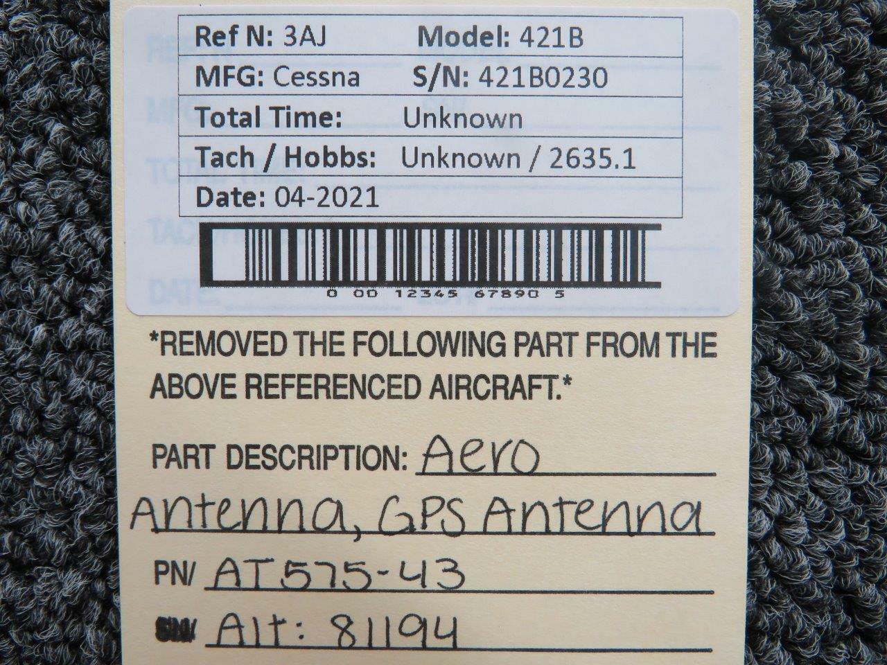 AT57543 Cessna 421B Aero Antenna GPS Antenna