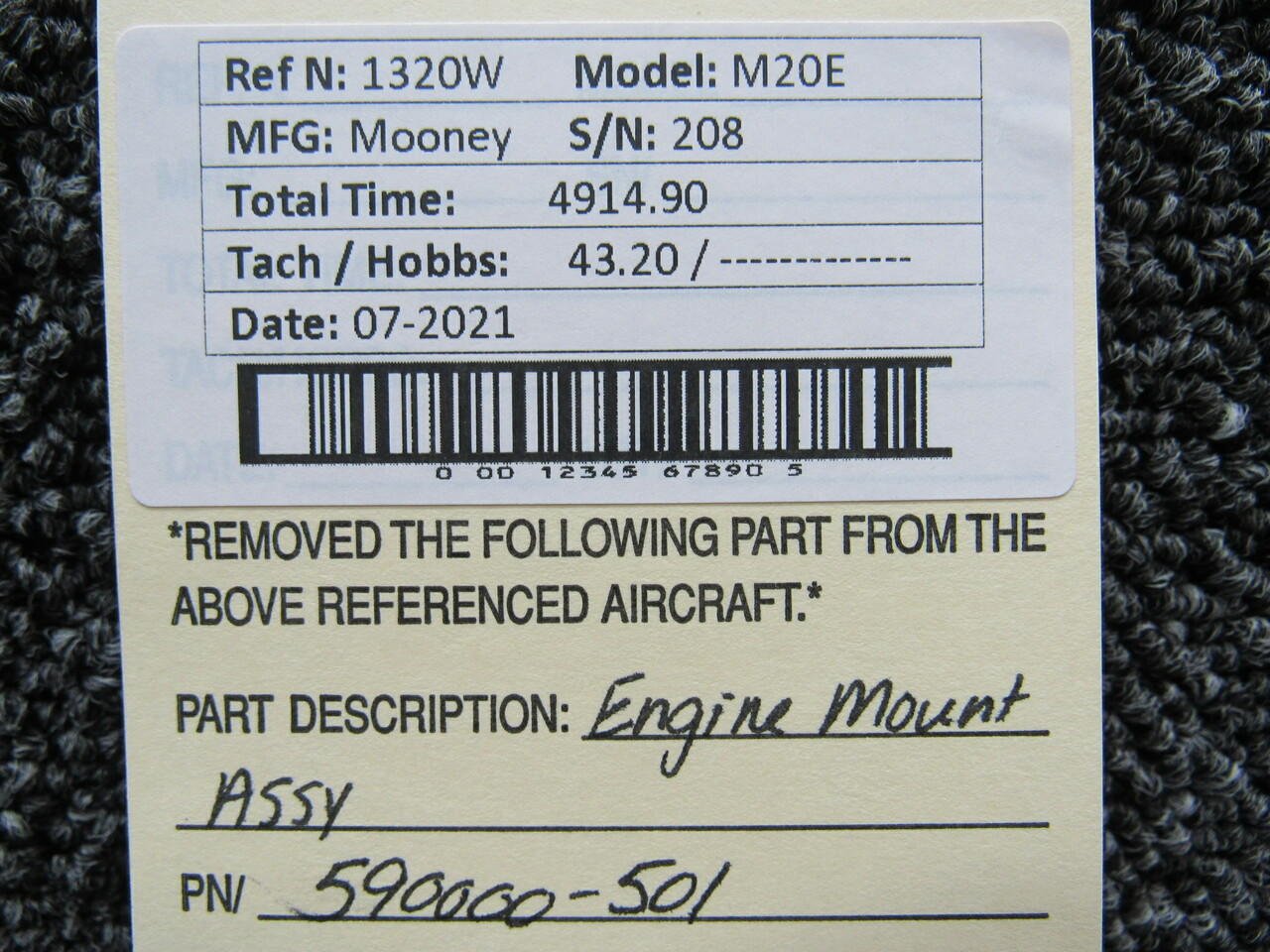 590000-501 (USE: 590000-511) Mooney M20E Engine Mount Assembly