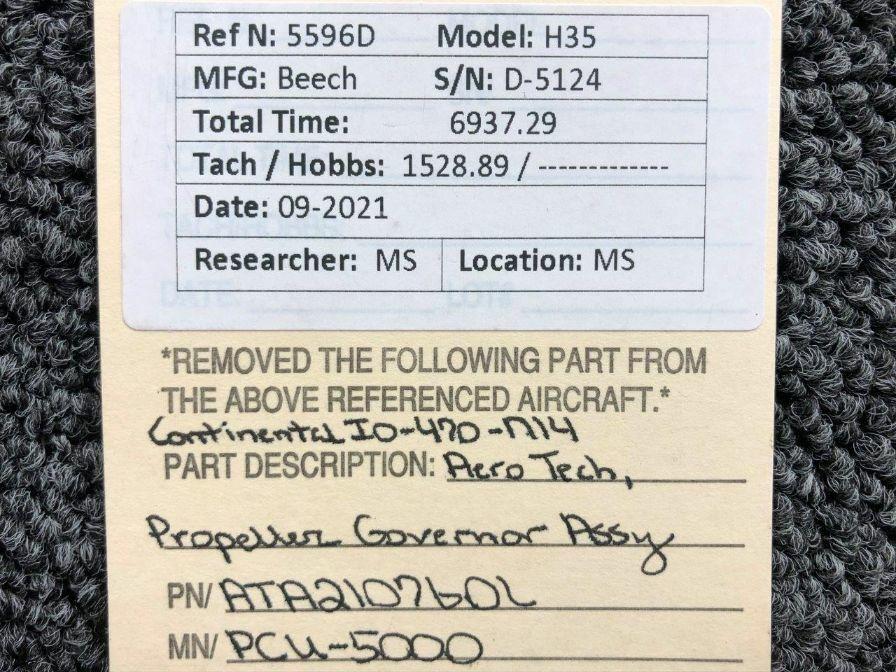 AA210760L (M/N PCU5000) Continental IO470N14 Aero Tech Propeller