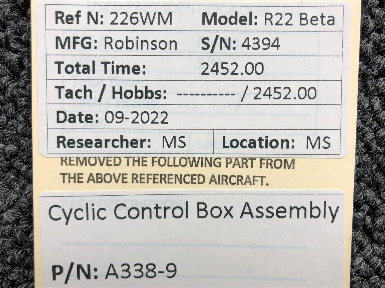 A338-9 Robinson R22 Beta Cyclic Control Box Assembly