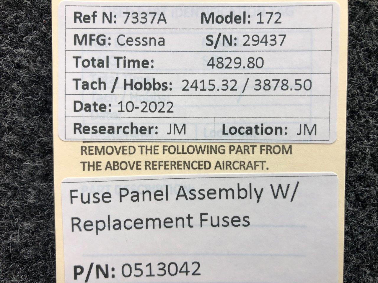 0513042 Cessna 172 Fuse Panel Assembly W/ Replacement Fuses