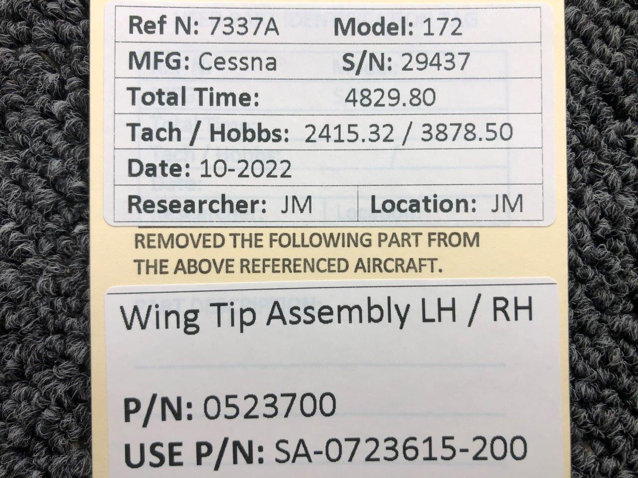 wing tip cessna 172 dimensions