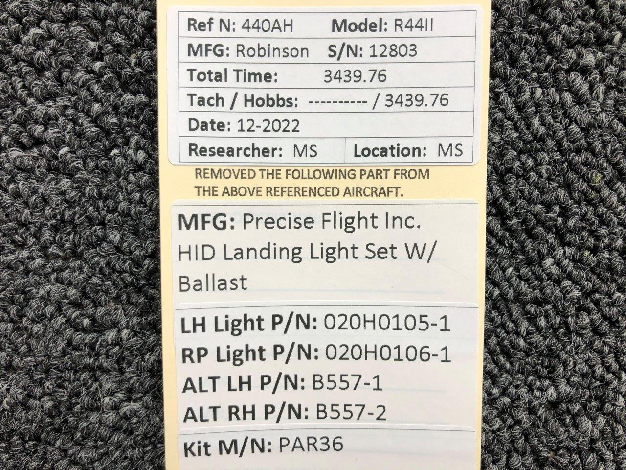 PAR36 Precise Flight Inc. HID Landing Light Set W/ Ballast