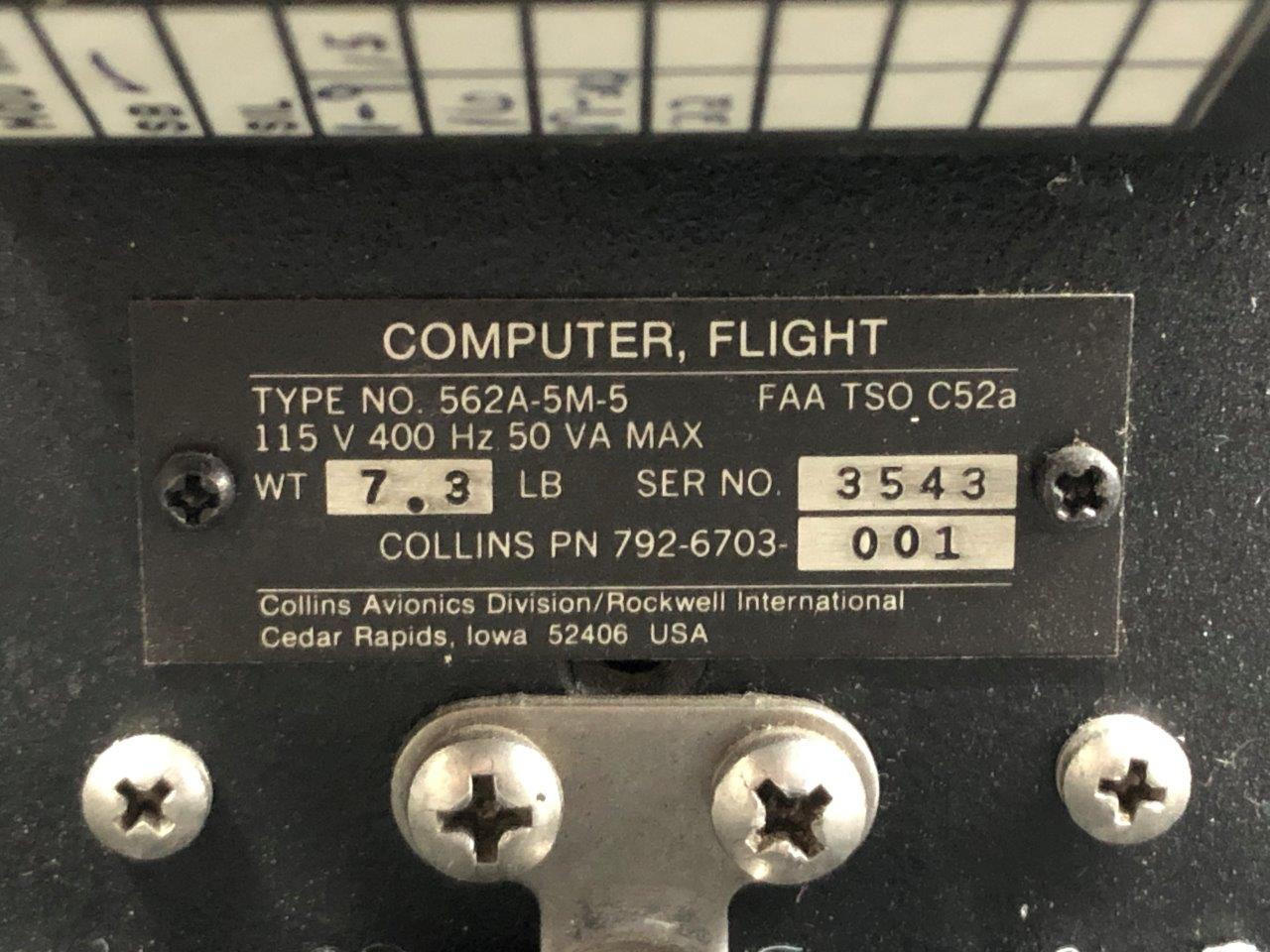 Collins 562A-5M5 Flight Computer Overhaul Manual Illustrated Parts List  Original