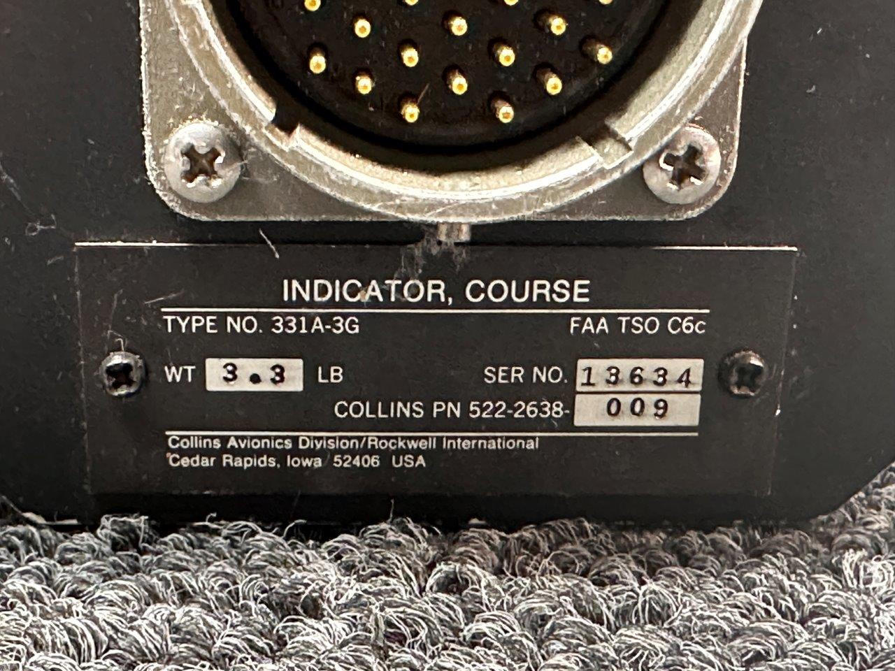 522-2638-009 Collins 331A-3G Course Indicator Unit