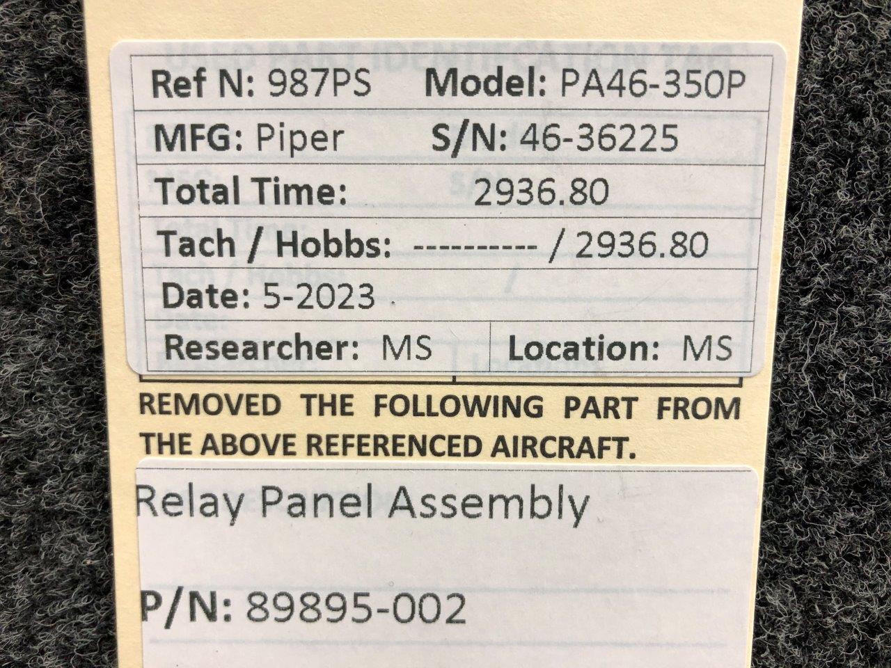 89895002 Piper PA46350P Relay Panel Assembly BAS Aircraft Parts