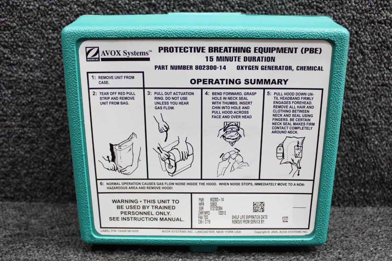 80230014 Avox Protective Breathing Equipment (PBE) New Old Stock