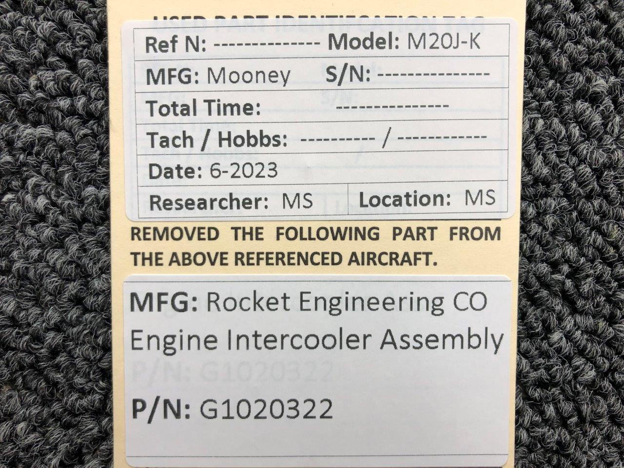 G1020322 Rocket Engineering Corp Engine Intercooler Assembly