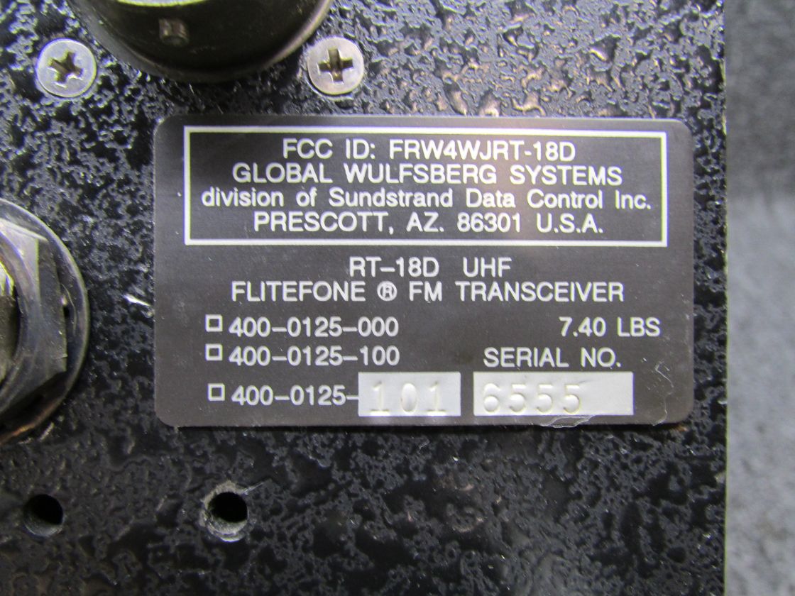 400-0125-101 Global Wulfsberg RT-18D Flitefone UHF FM Transceiver ...