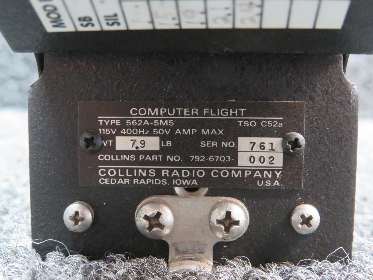Collins 562A-5M5 Flight Computer Overhaul Manual Illustrated Parts List  Original