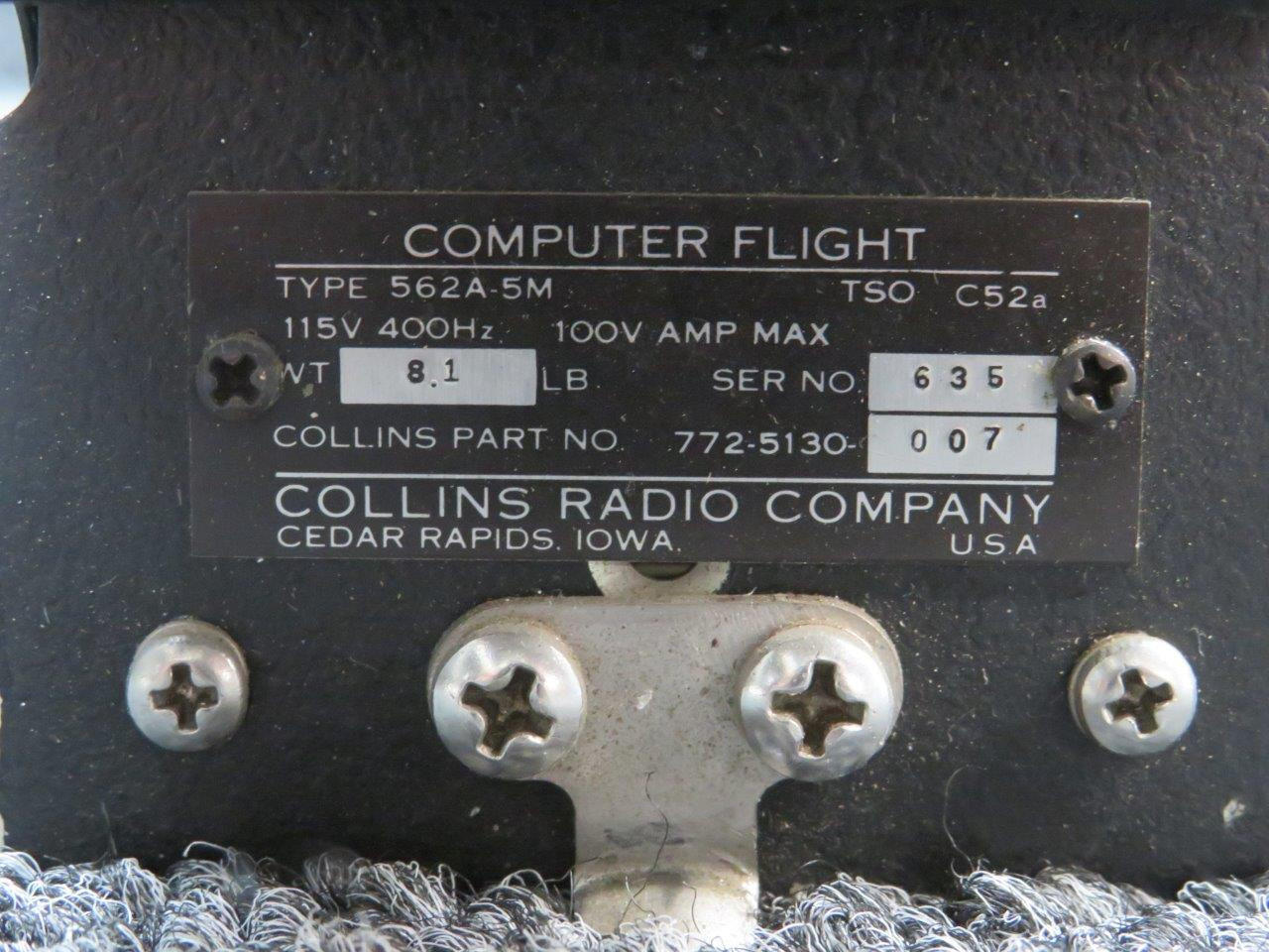 Collins 562A-5M5 Flight Computer Overhaul Manual Illustrated Parts List  Original