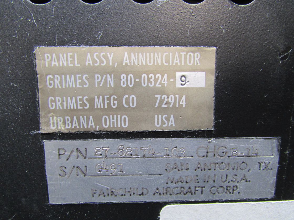 80-0324-9 (Alt: 27-82174-103) Grimes Annunciator Panel Assembly