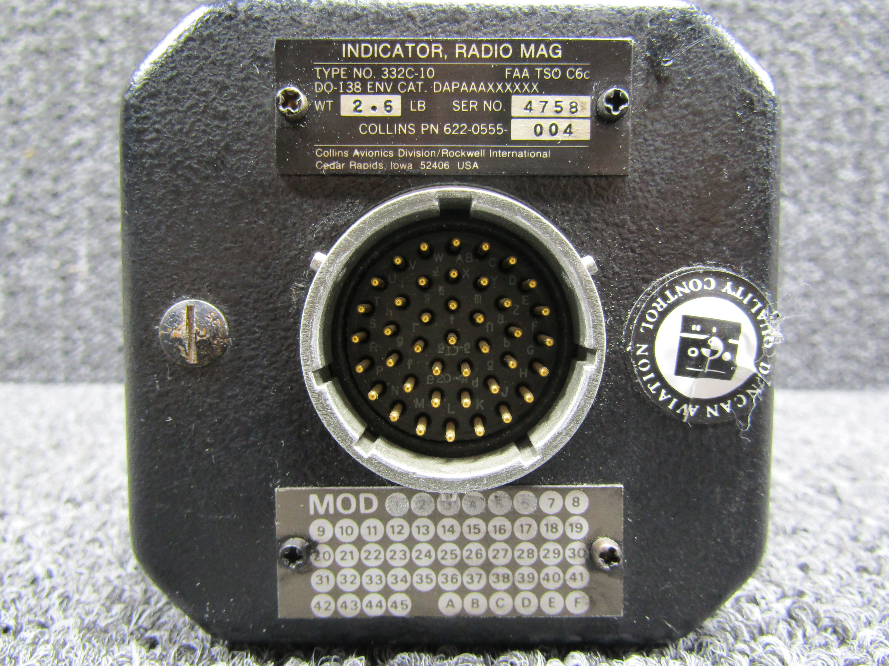 622-0555-004 Collins Avionics 332C-10 Modified Magnetic Radio Indicator ...
