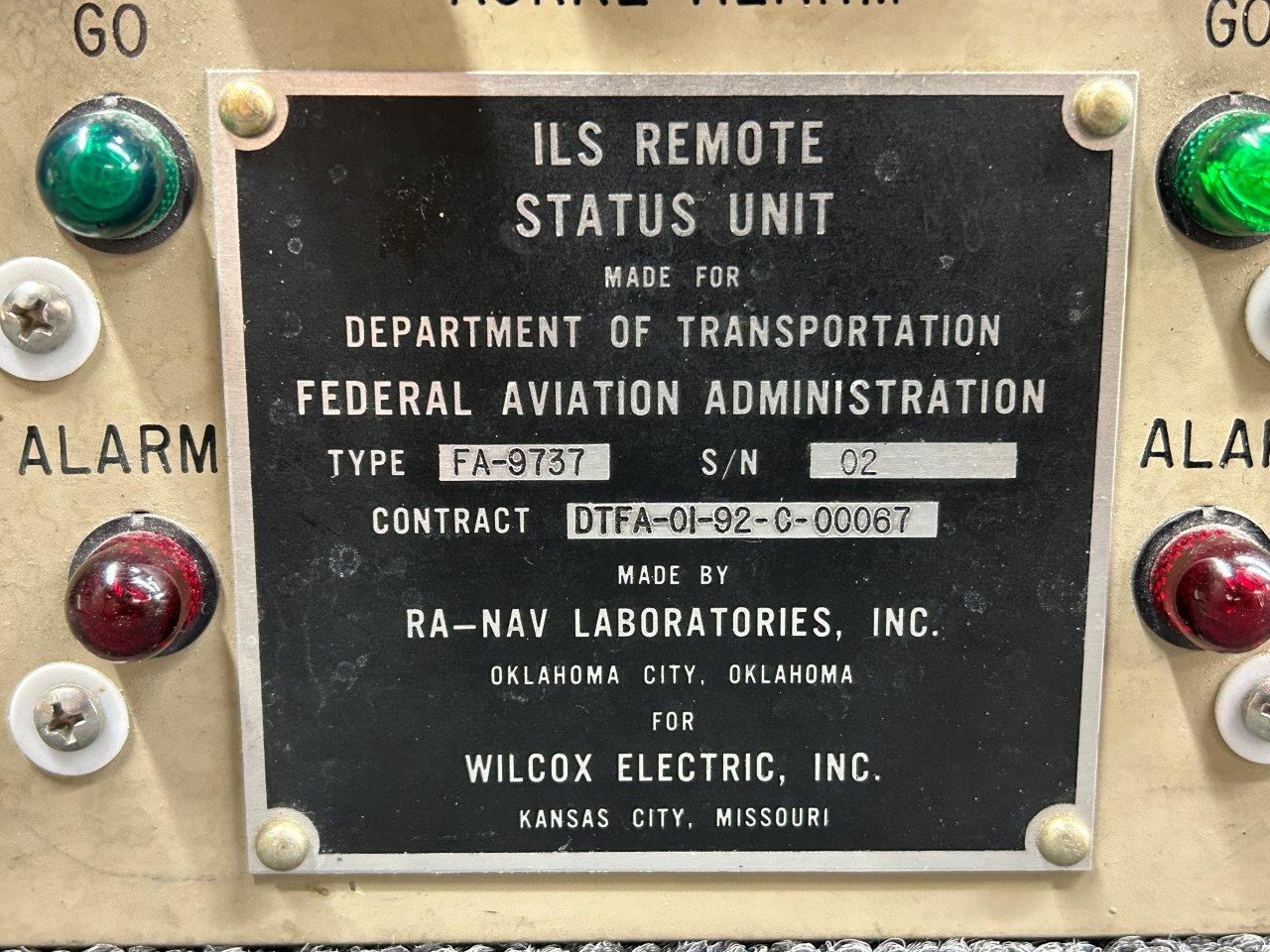 FA-9737 Wilcox Electric Inc ILS Remote Status Unit | BAS Airplane Parts