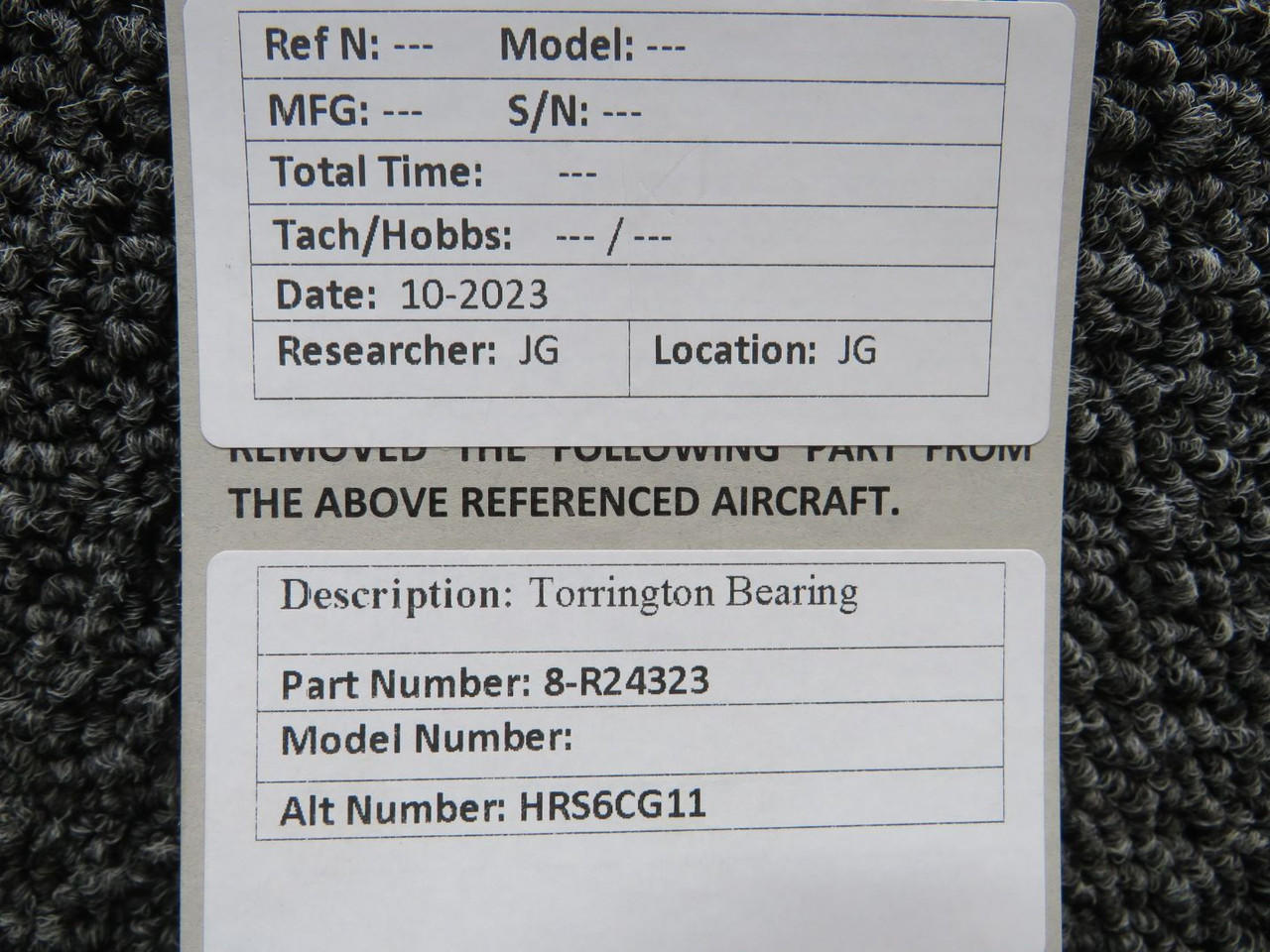 8-R24323 Alternative Part Number HRS6CG11 Torrington Aviation Equipment ...