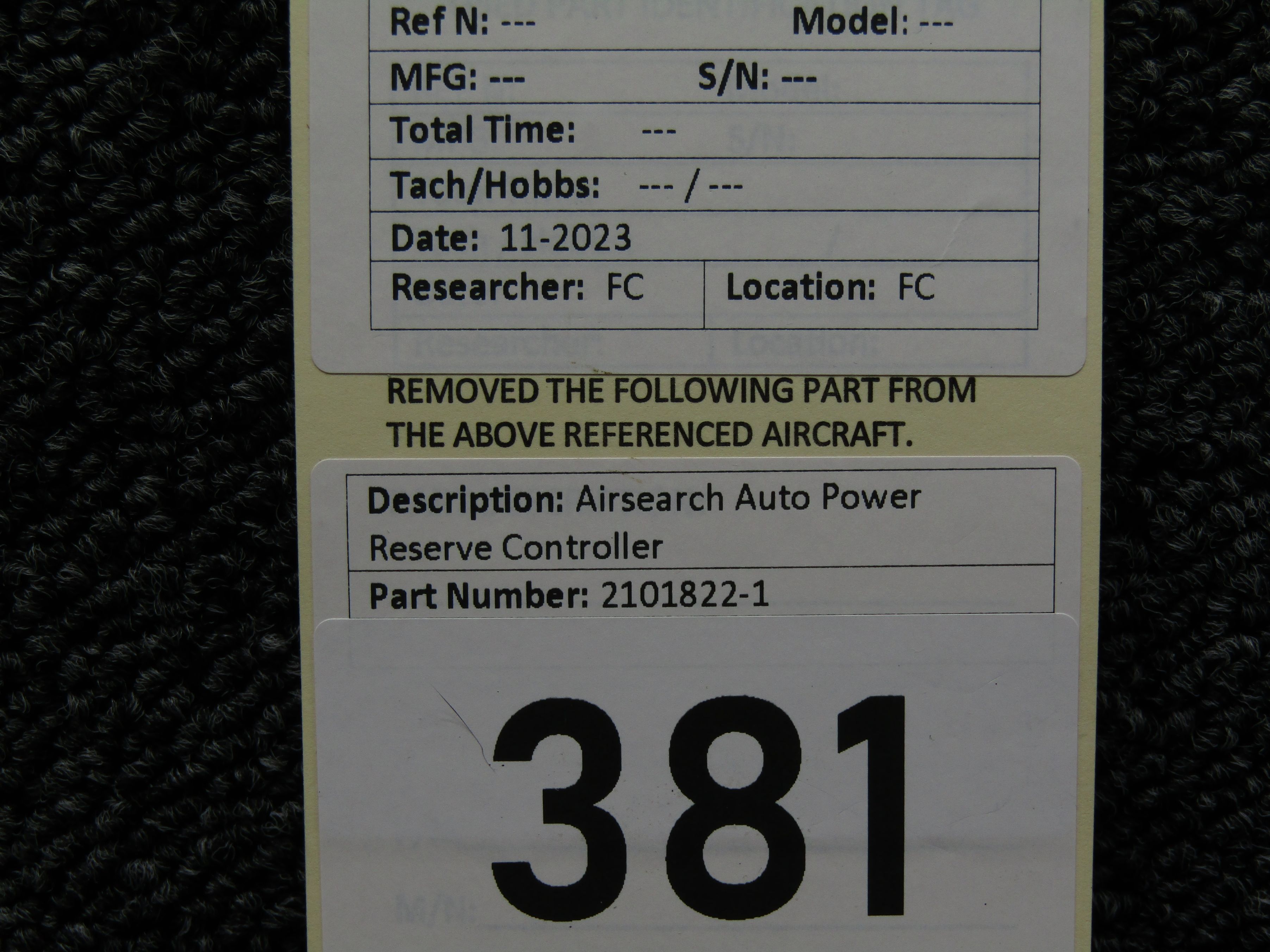 2101822-1 Airesearch Auto Power Reserve Controller For Sale