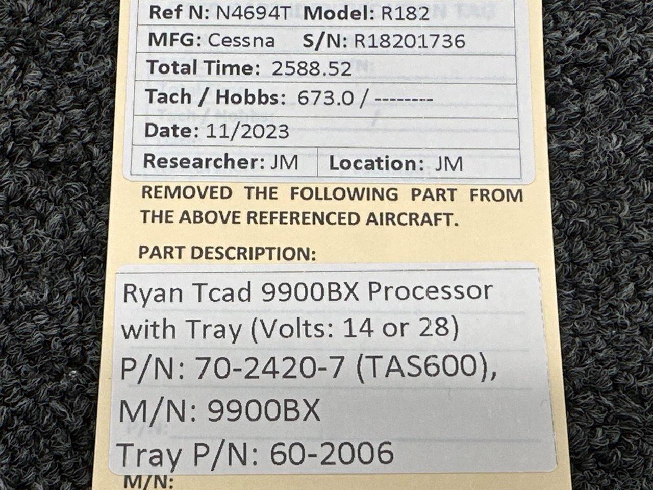 70-2420-7TAS600 Ryan TCAD 9900BX Processor has Tray (14 or 28 Volts)