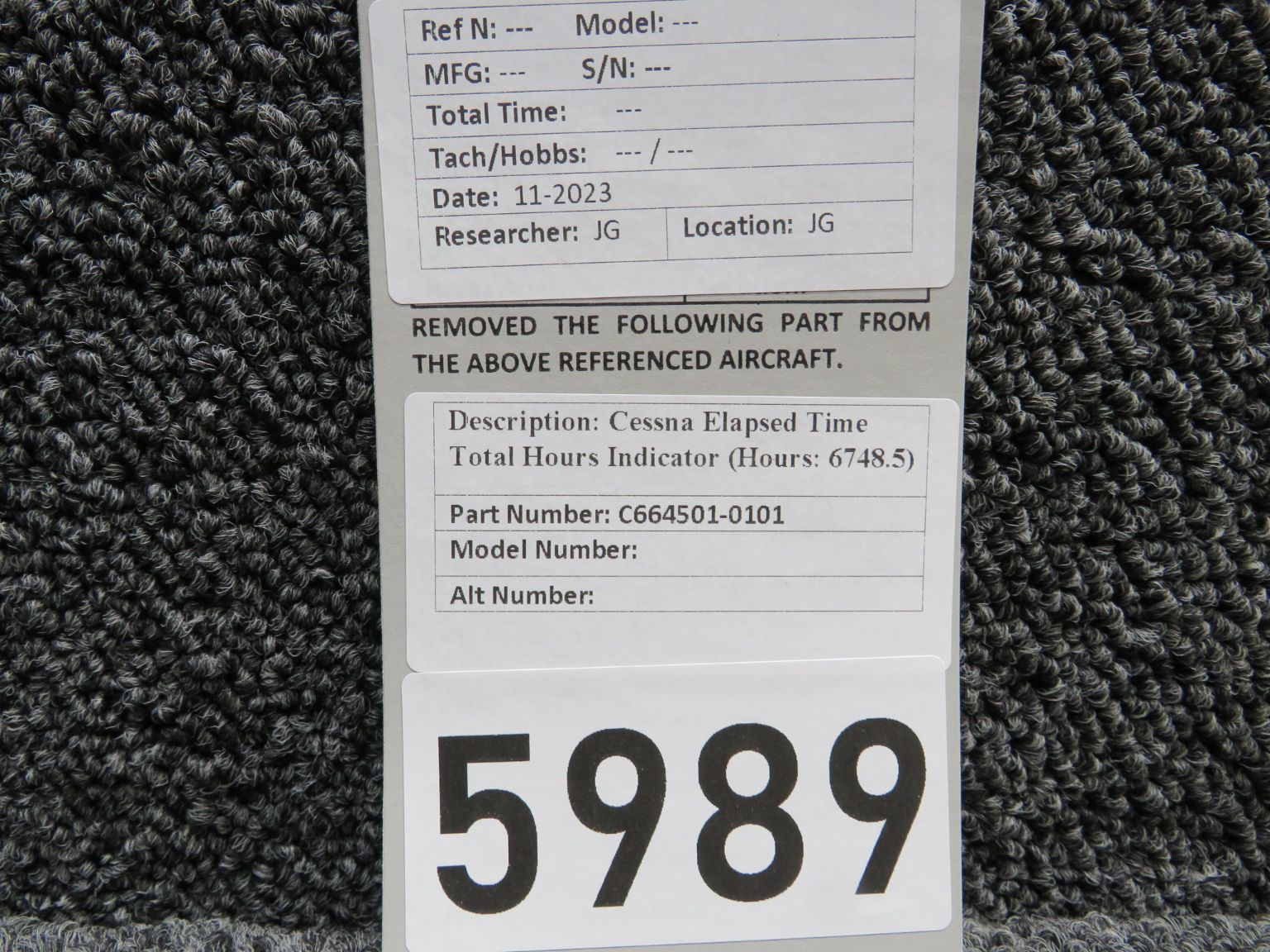 C664501-0101 Cessna Elapsed Time Total Hours Indicator (Hours