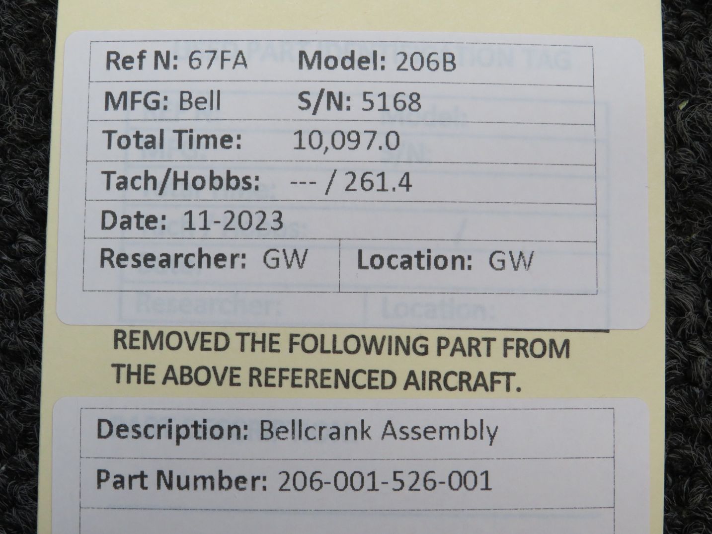 206-001-526-001 Bell 206B Bellcrank Assembly | Helicopter Parts