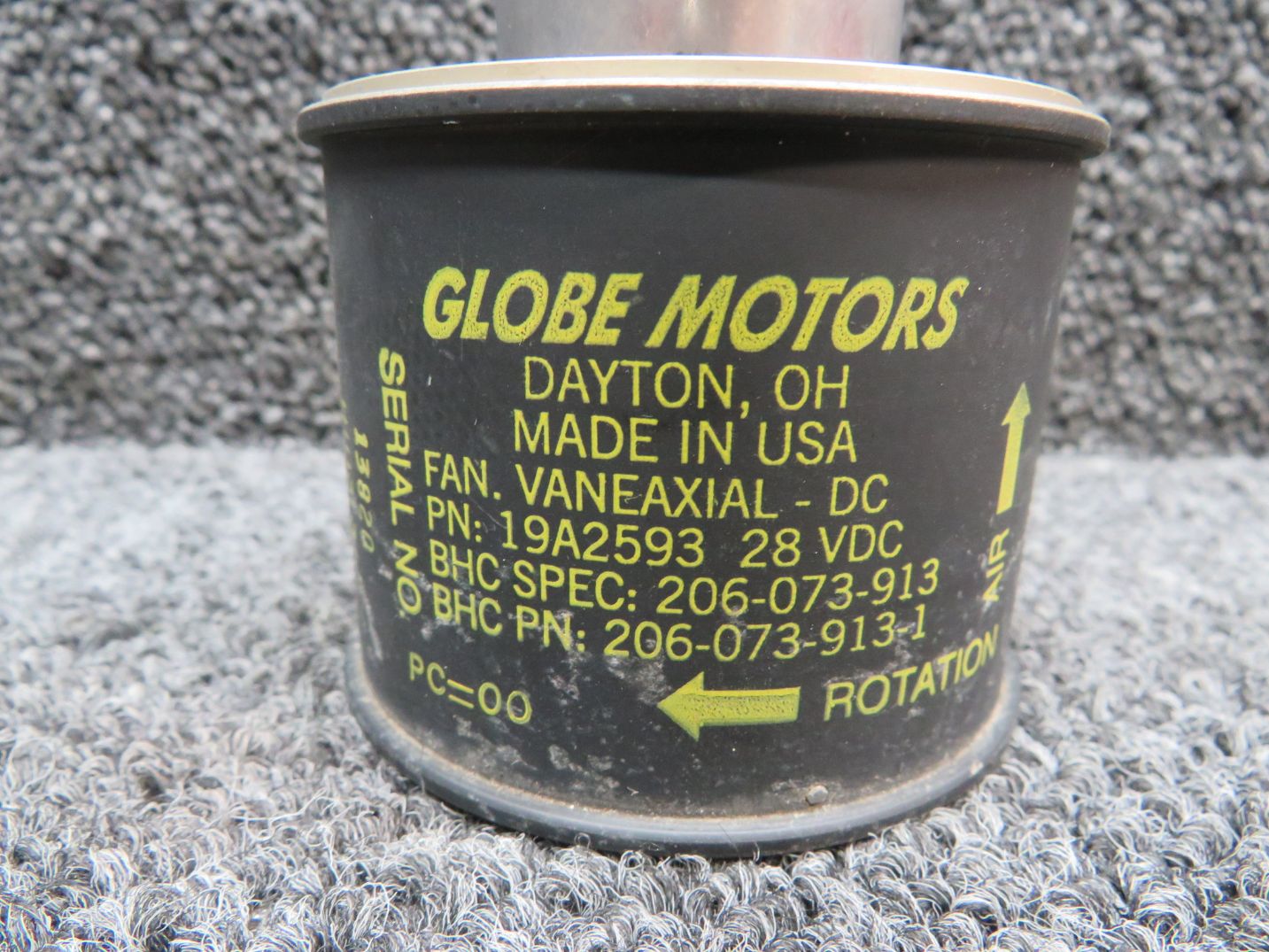 19A2593 (Alt PN: 206-073-913-001) Globe Motors Vaneaxial Fan