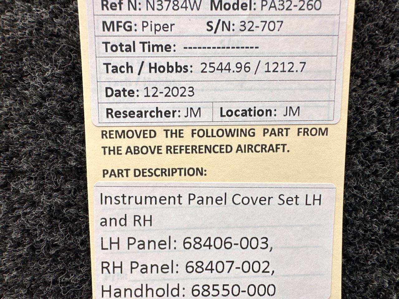 68406-003, 68407-002 Piper PA32-260 Instrument Panel Cover Set RH