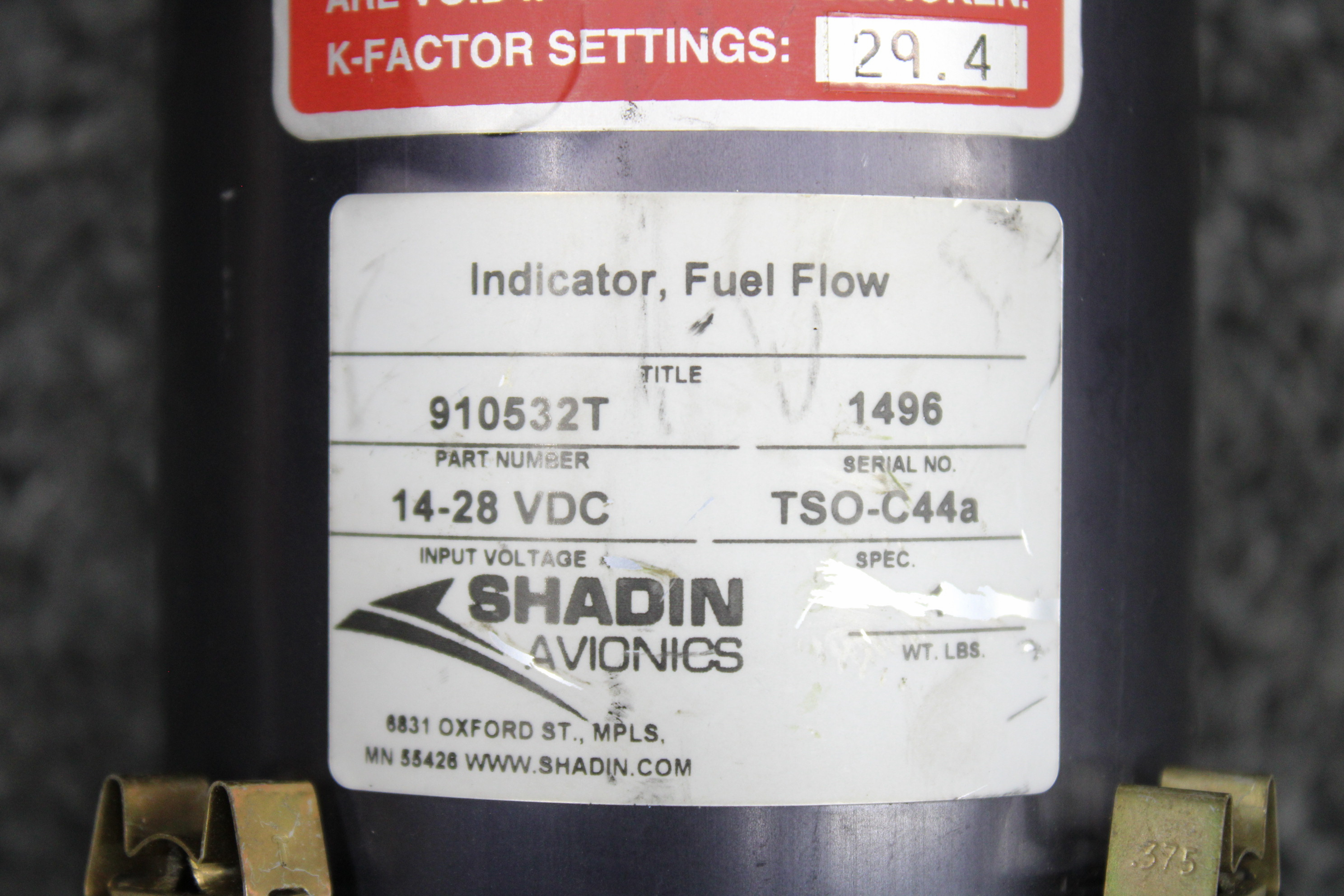 910532T Shadin Dual Fuel Flow Indicator with STC (Voltage: 14-28)