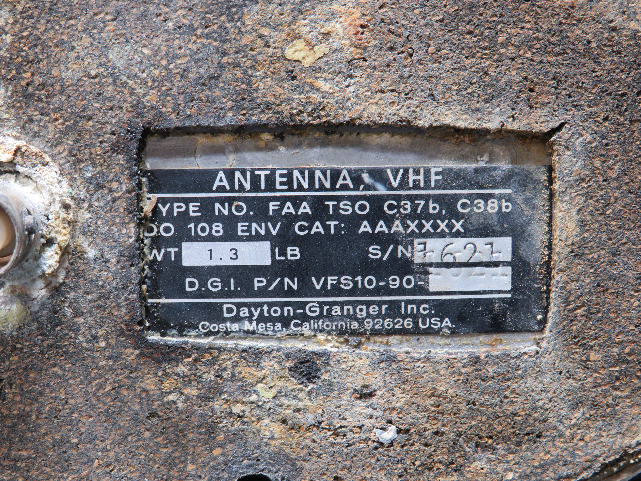 VFS1090 Dayton Granger Avionics VHF Antenna Assembly