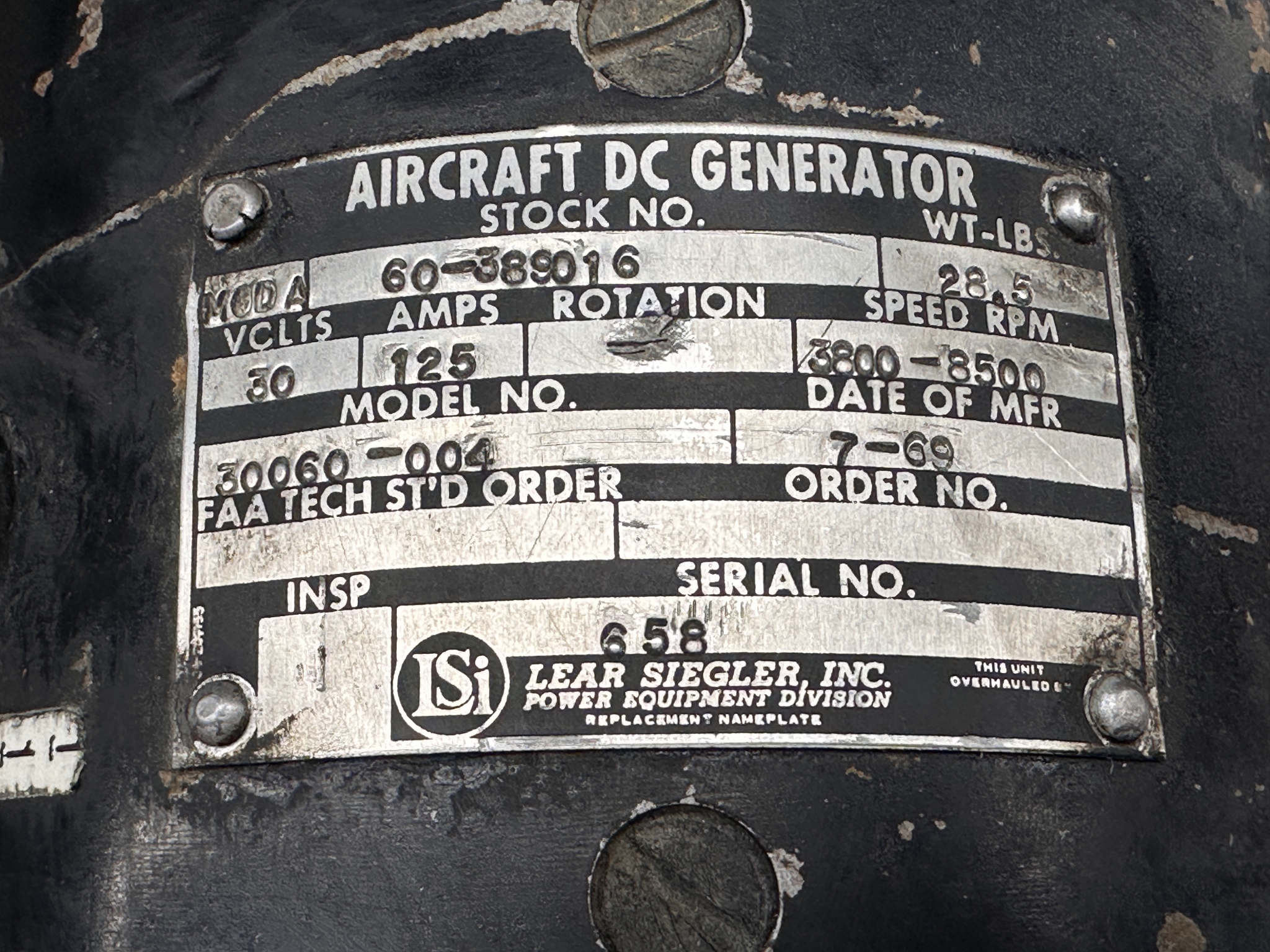 60-389016 Lycoming TIO-541-E1C4 LSI 30060-004 Generator (30V