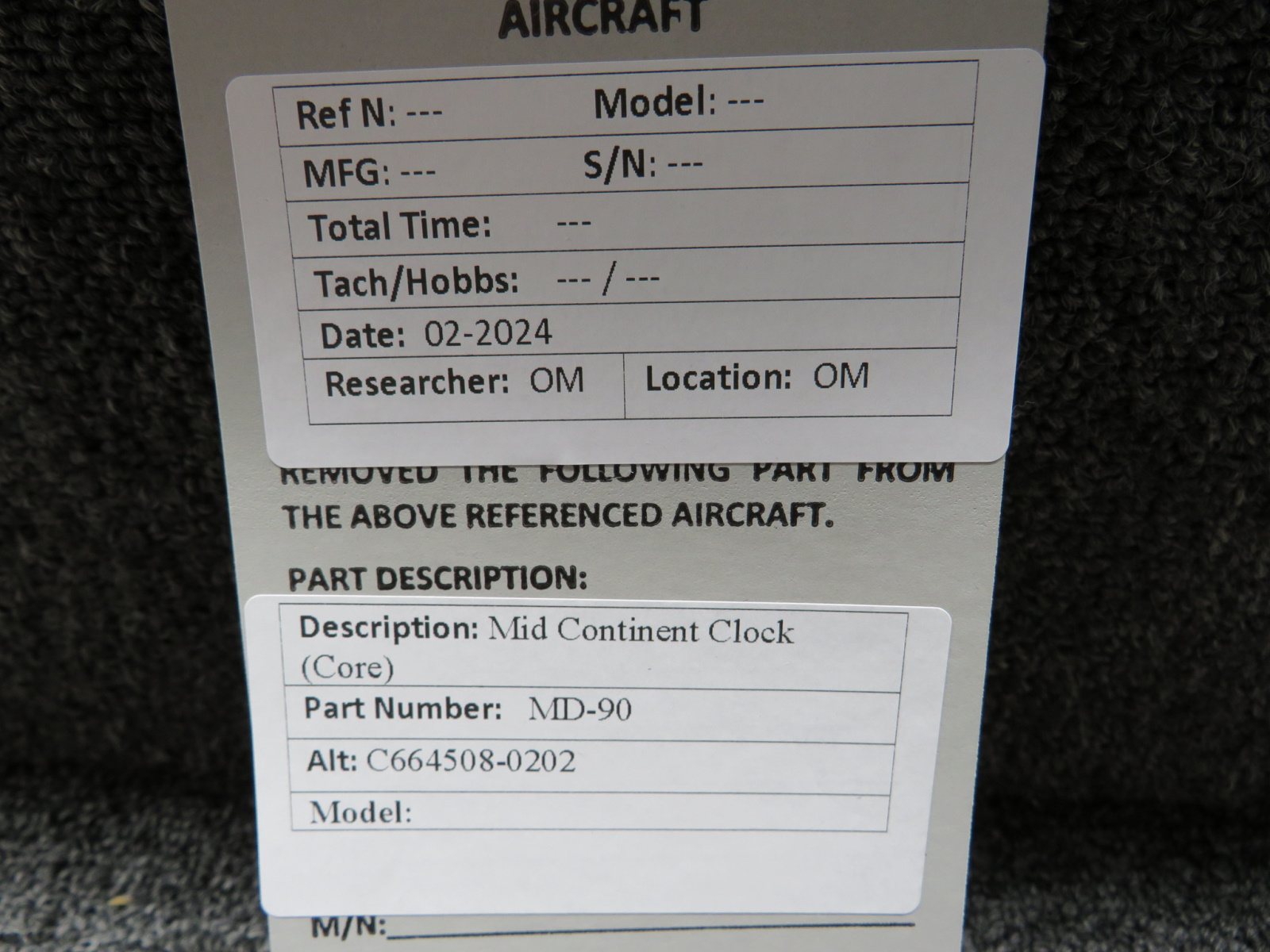 MD-90 (Alternate: C664508-0202) Mid-Continent Clock (Core)