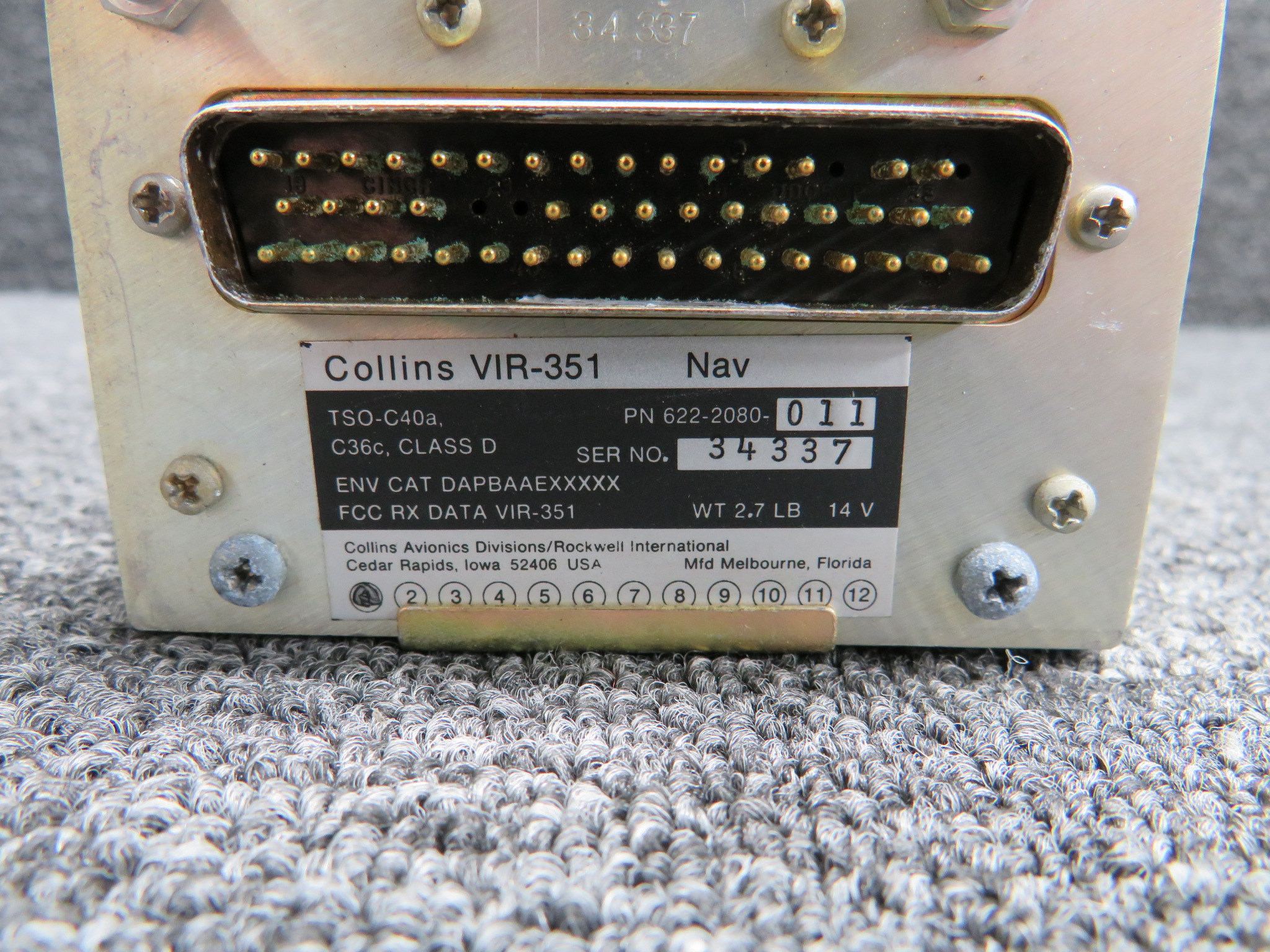 622-2080-011 Collins VIR-351 Navigational Receiver Radio Unit (Core)