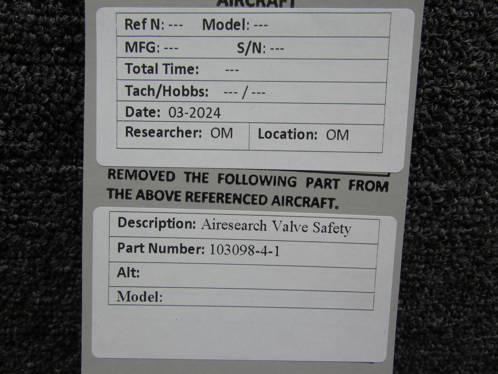 103098-4-1 Airesearch Valve Safety | BAS Airplane Parts
