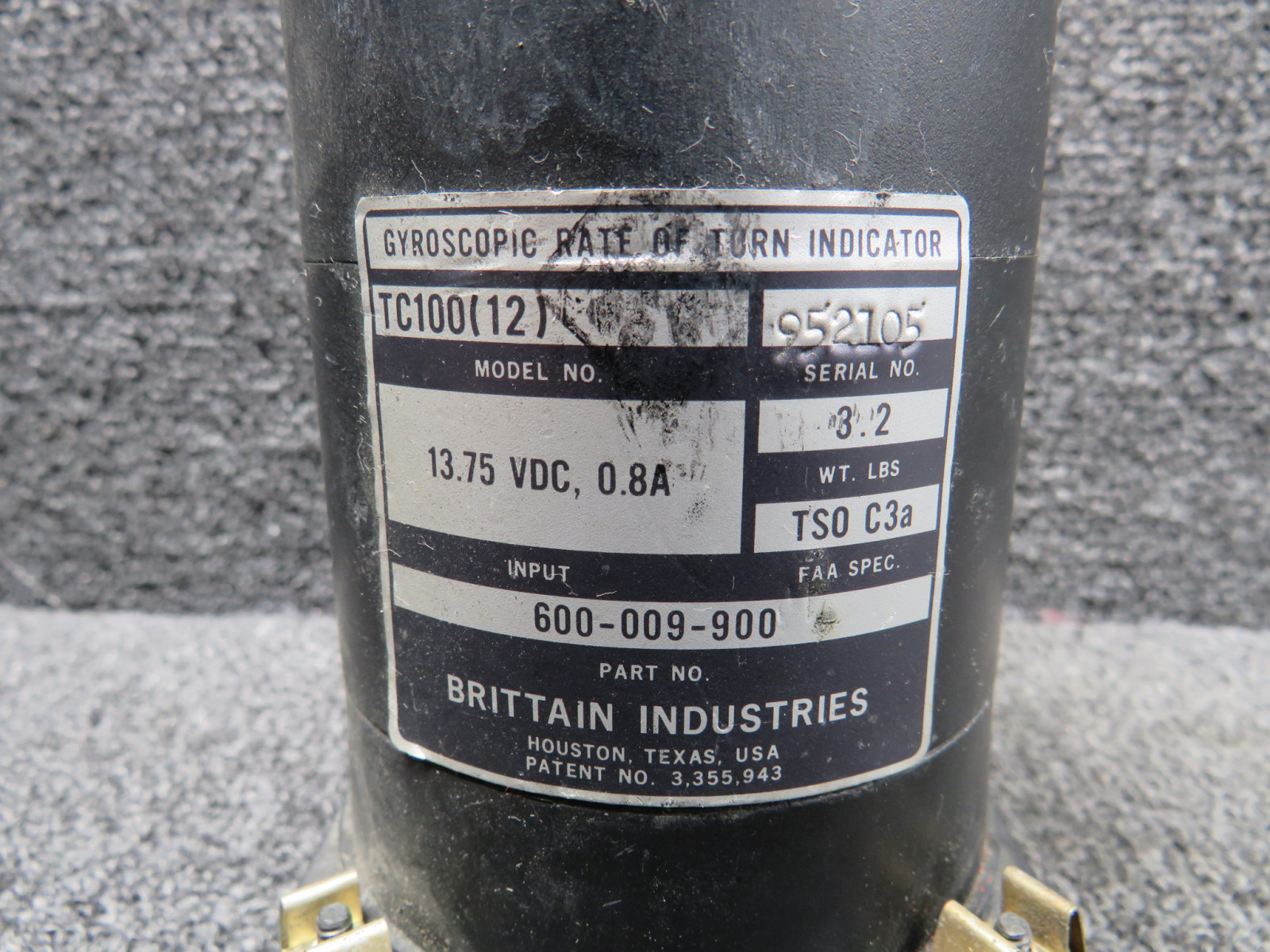 600-009-900 Brittain TC100(12) Gyroscopic Rate of Turn Indicator