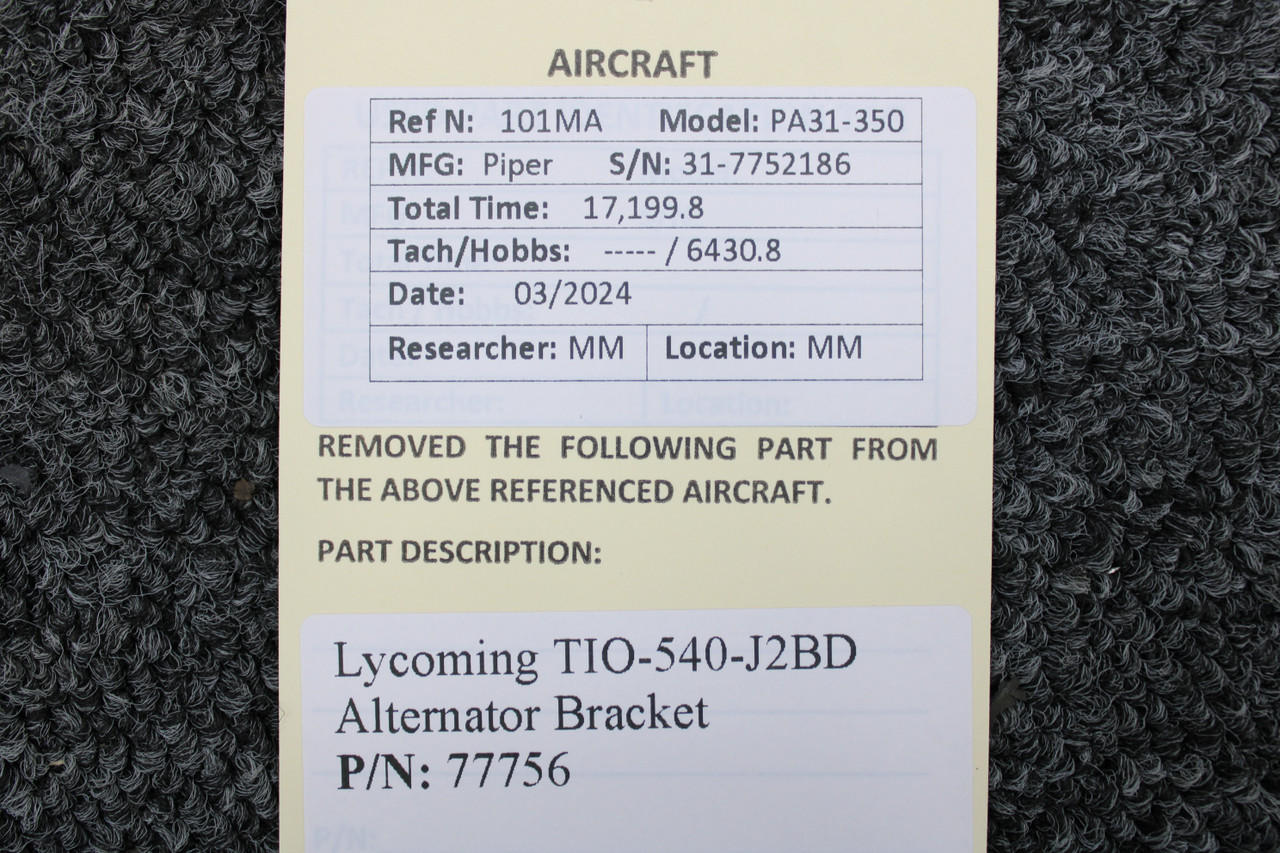77756 TIO540J2BD Alternator Bracket BAS Airplane Parts