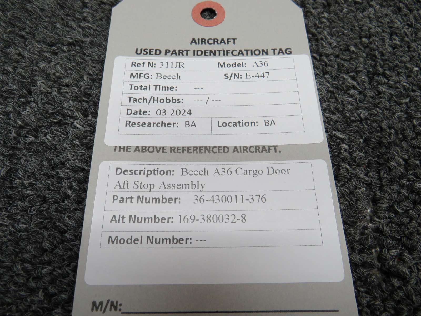 36-430011-376 Use Part Number 169-380032-8 Beechcraft A36 Aircraft
