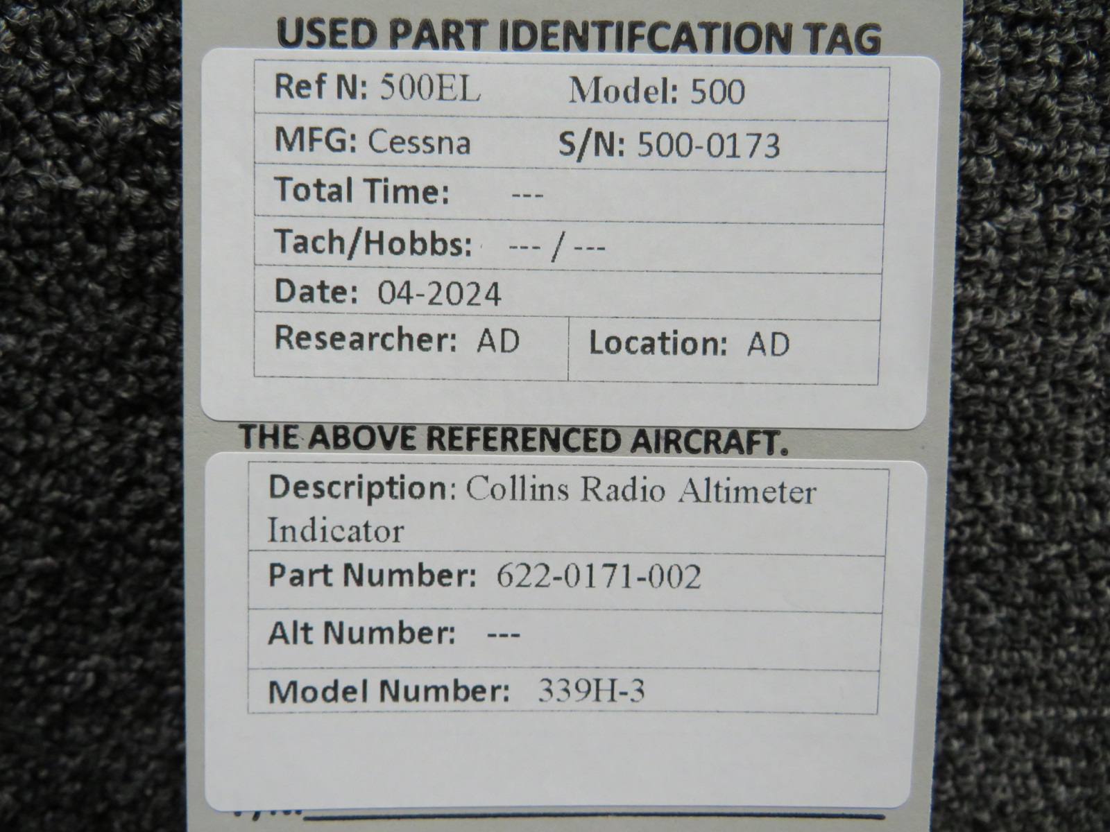 622-0171-002 Collins 339H-3 Radio Altimeter Indicator Gauge
