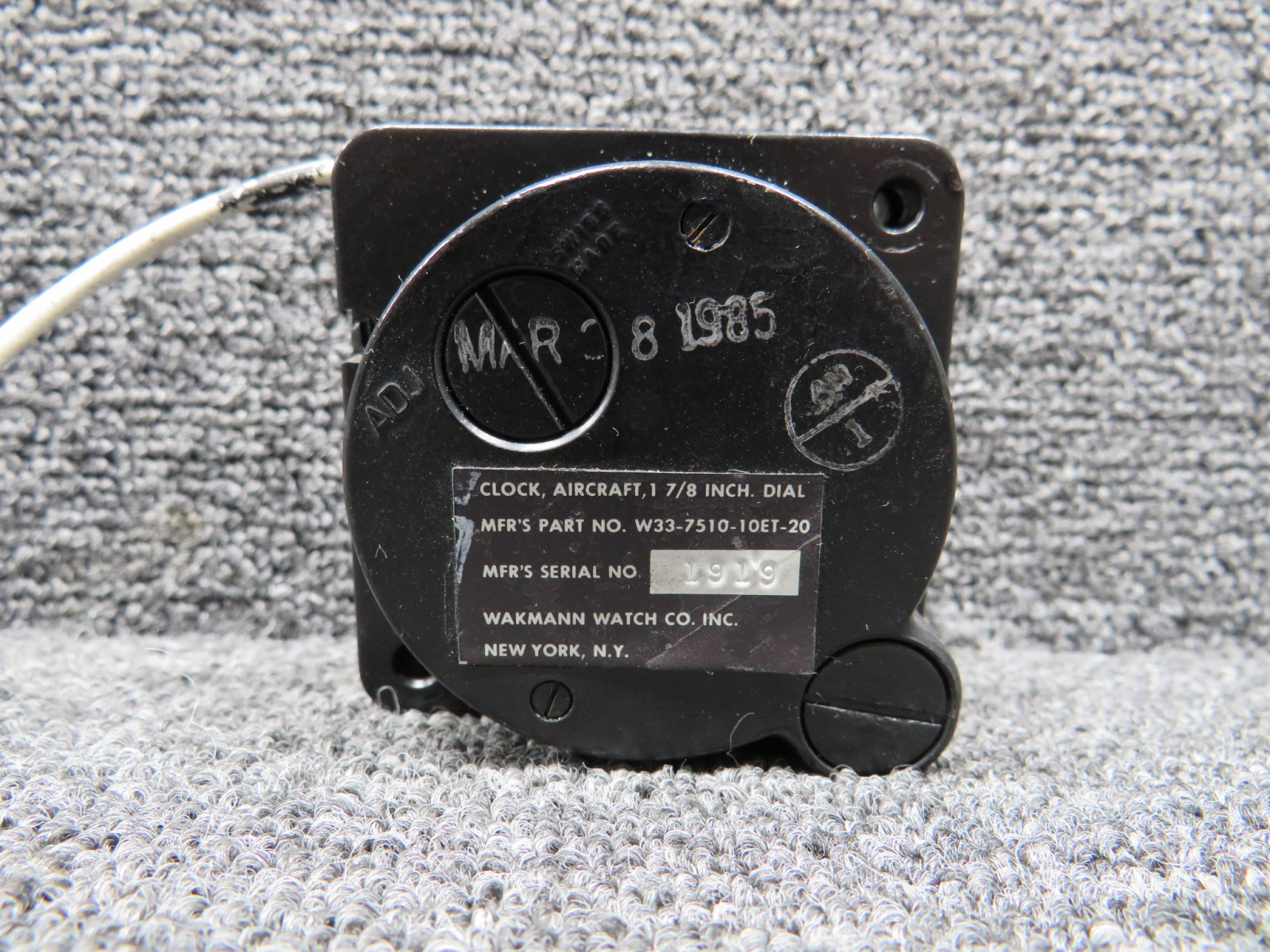 W33-7510-10ET-20 Wakmann 8 Day Clock Indicator
