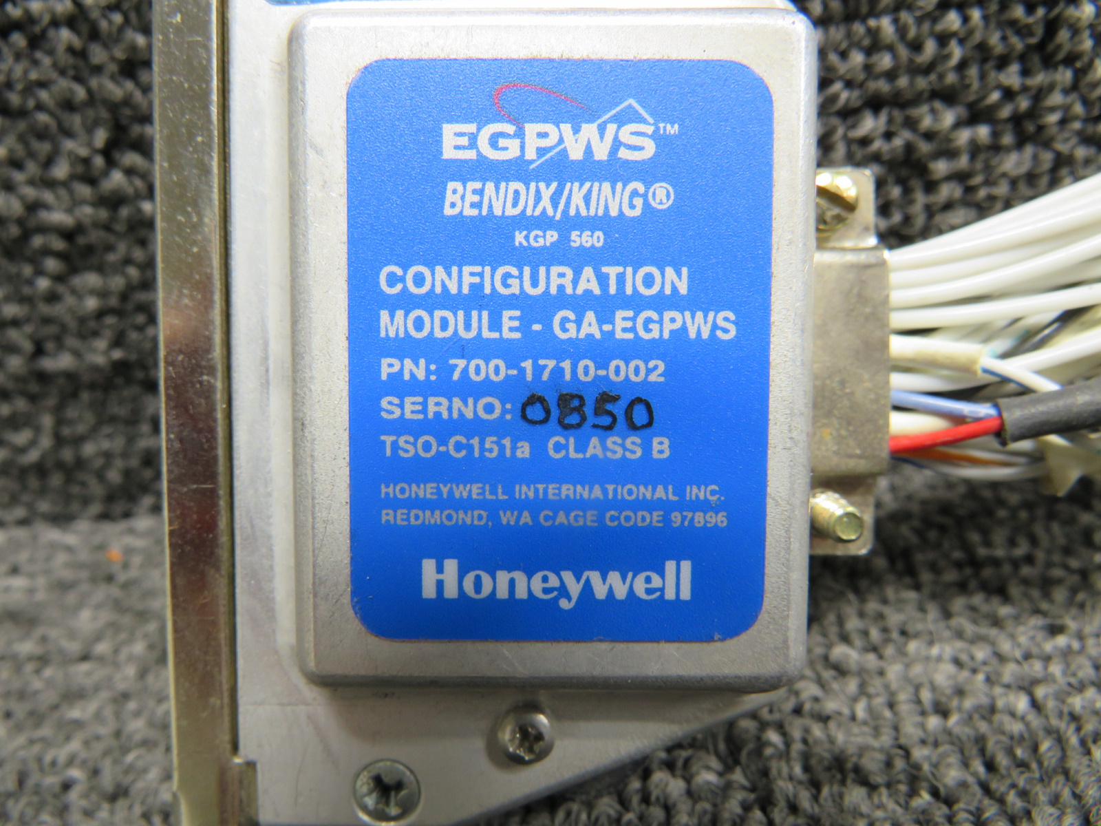 700-1710-002 Bendix King KGP-560 GA-EGPWS Configuration Module For