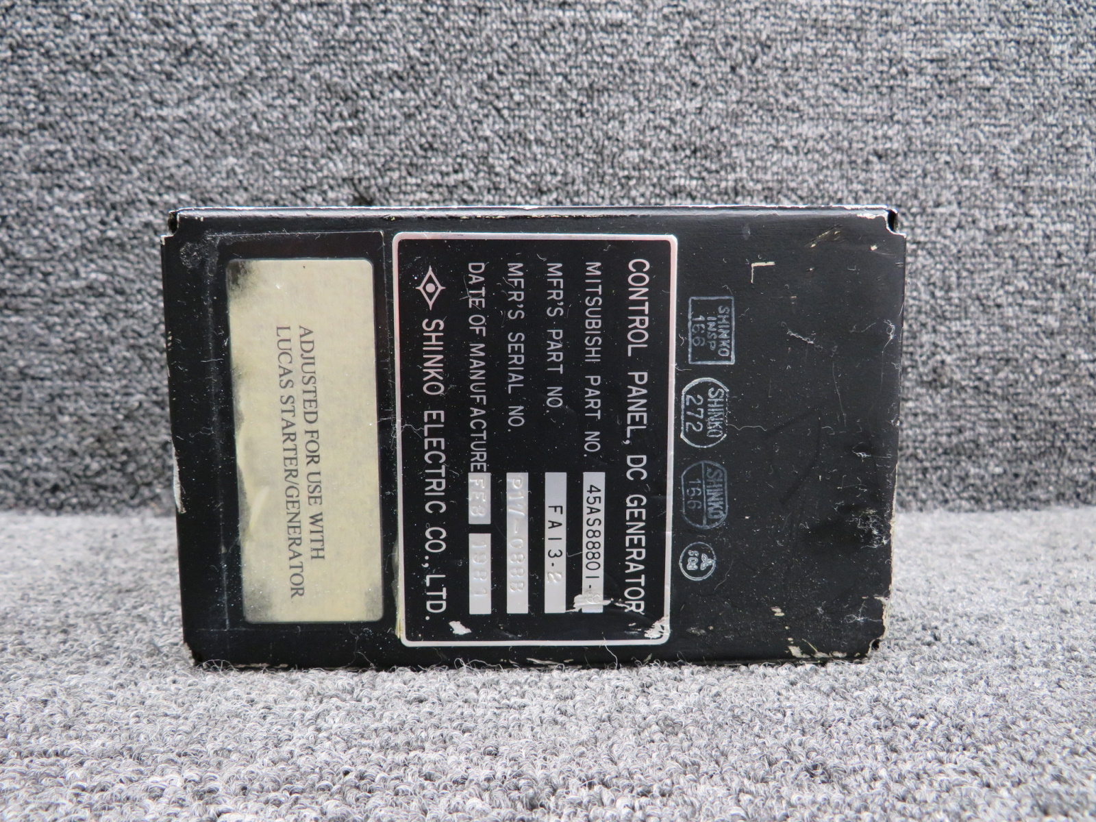 45AS88801-9 Shinko DC Generator Control Panel Assembly